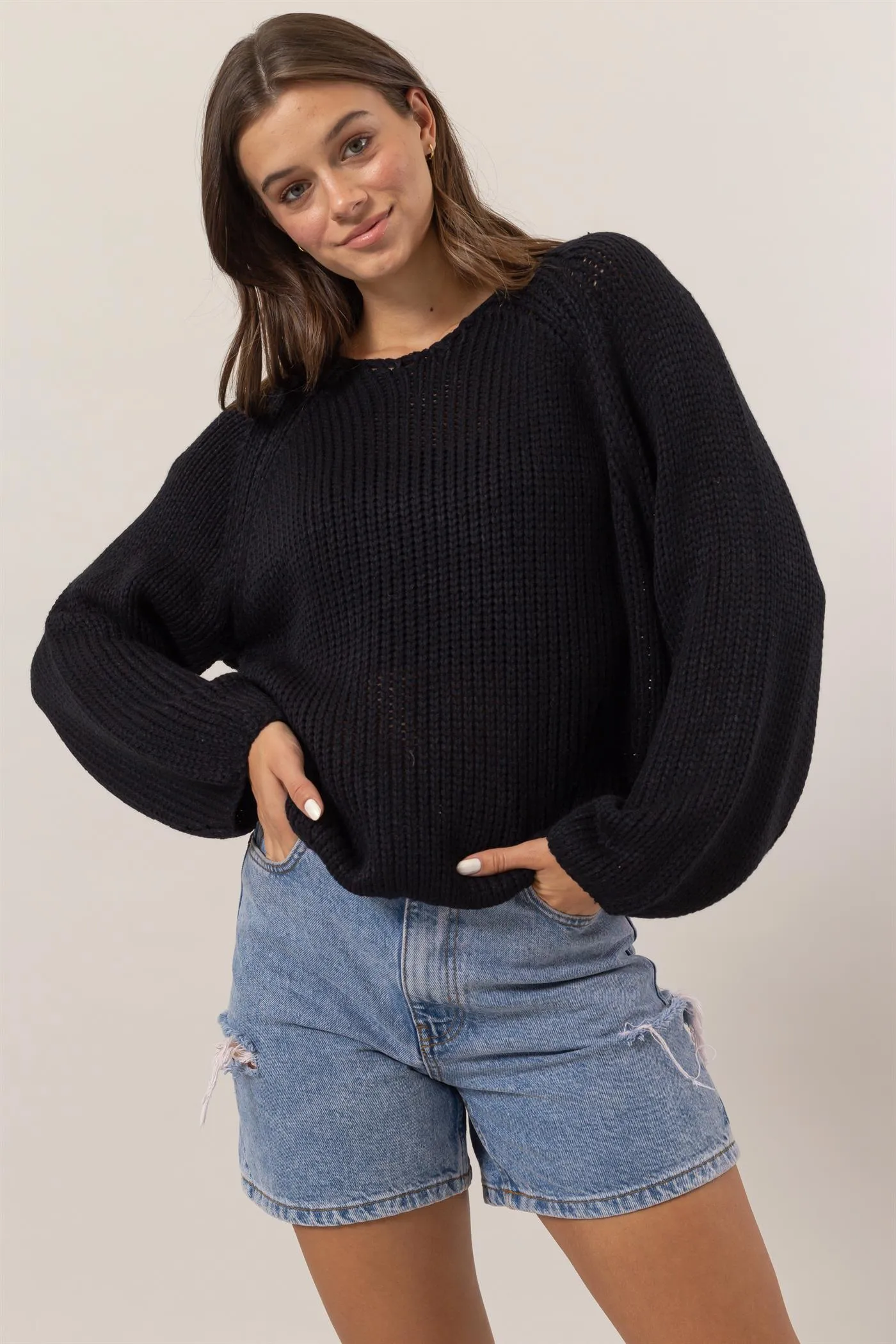 HF24F780-Ribbed Sweater Pullover