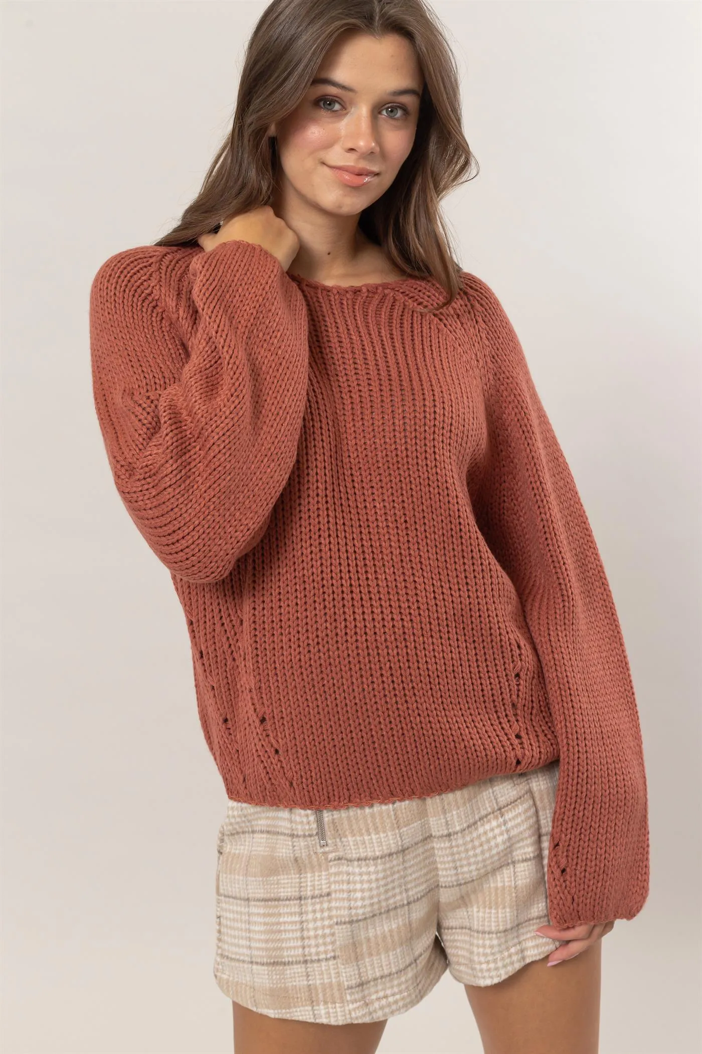 HF24F780-Ribbed Sweater Pullover