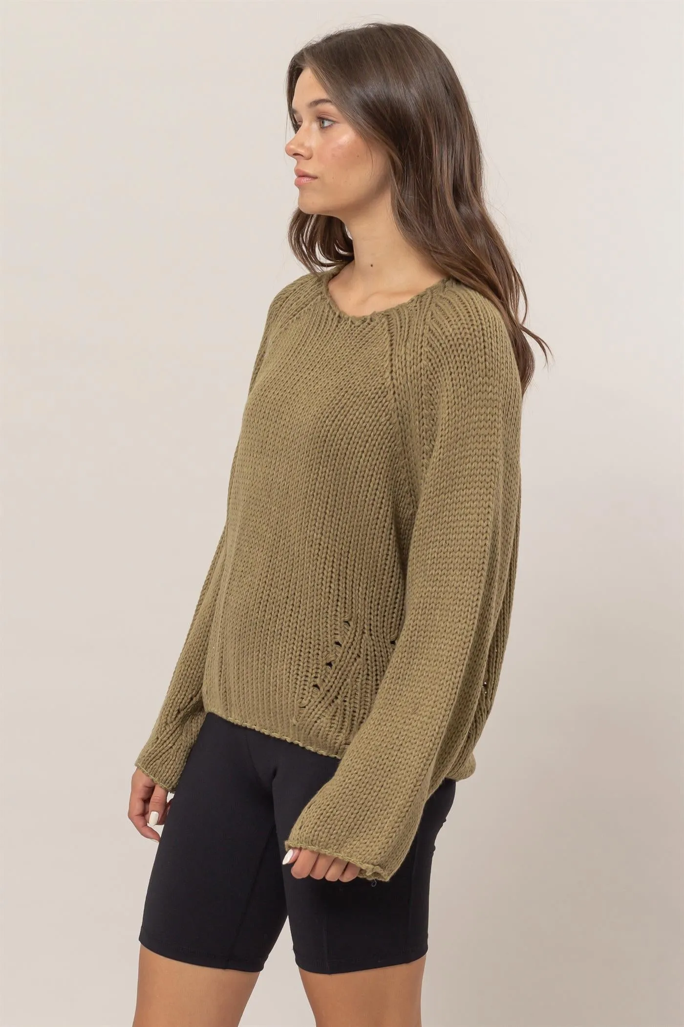 HF24F780-Ribbed Sweater Pullover
