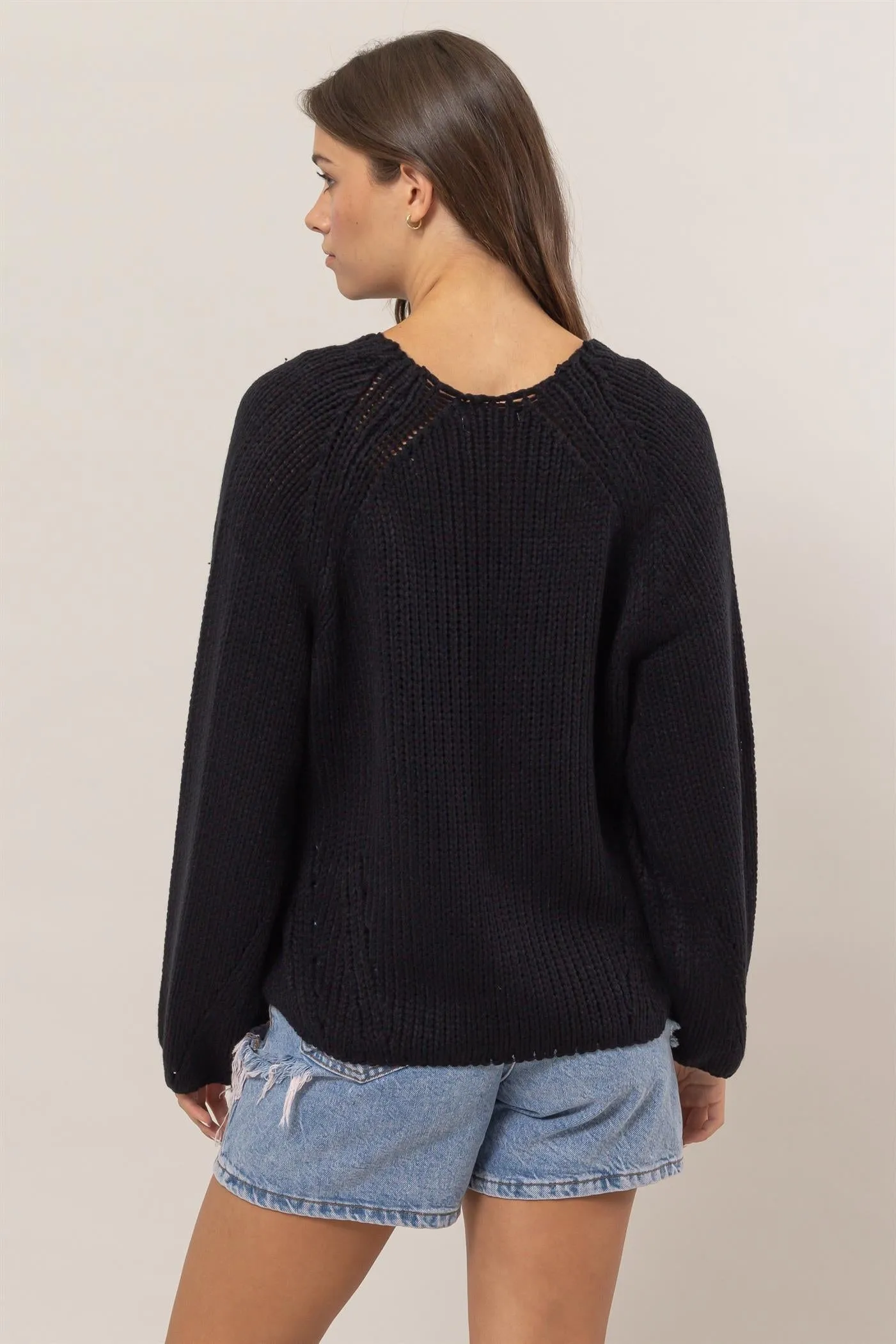 HF24F780-Ribbed Sweater Pullover