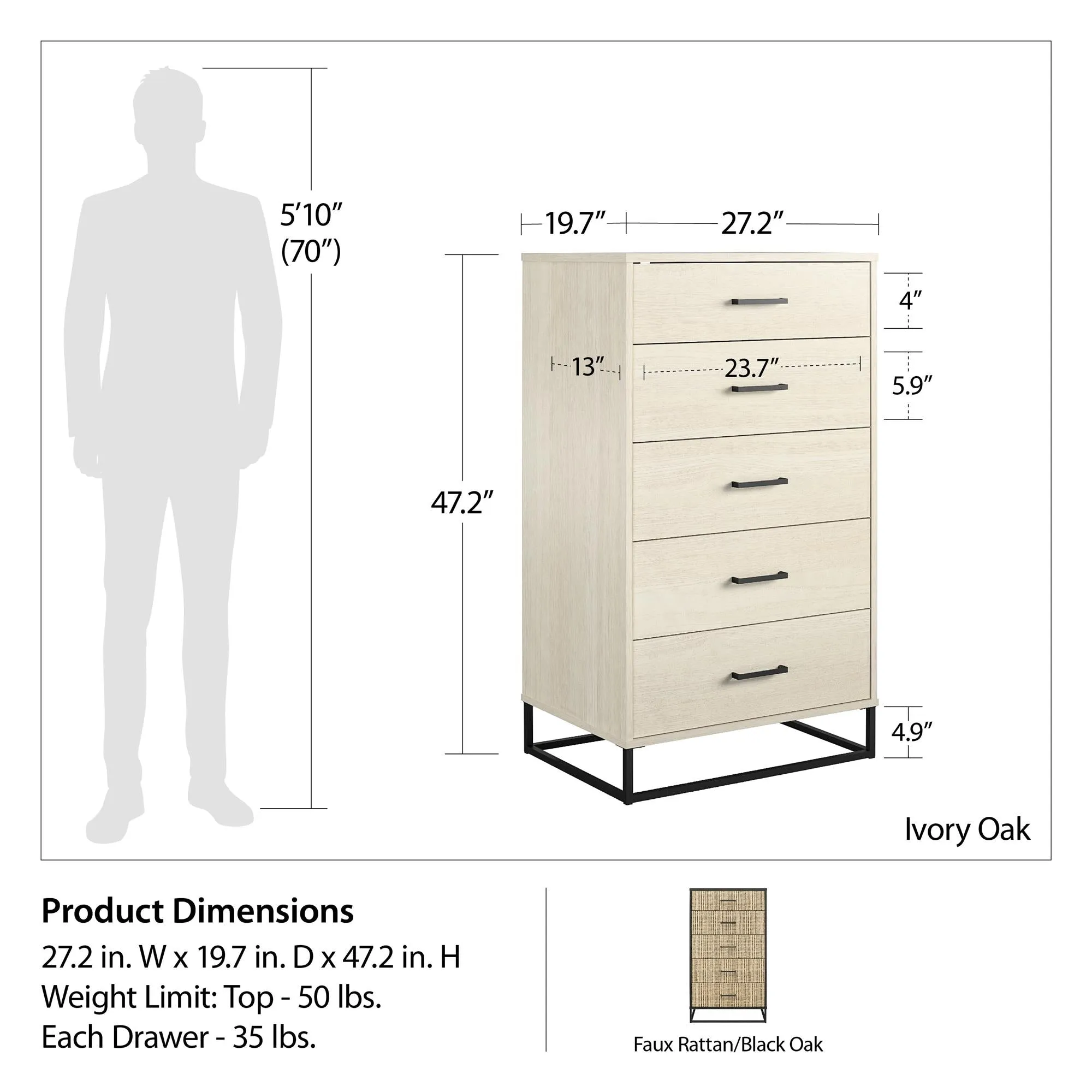 Kelly 5 Drawer Dresser