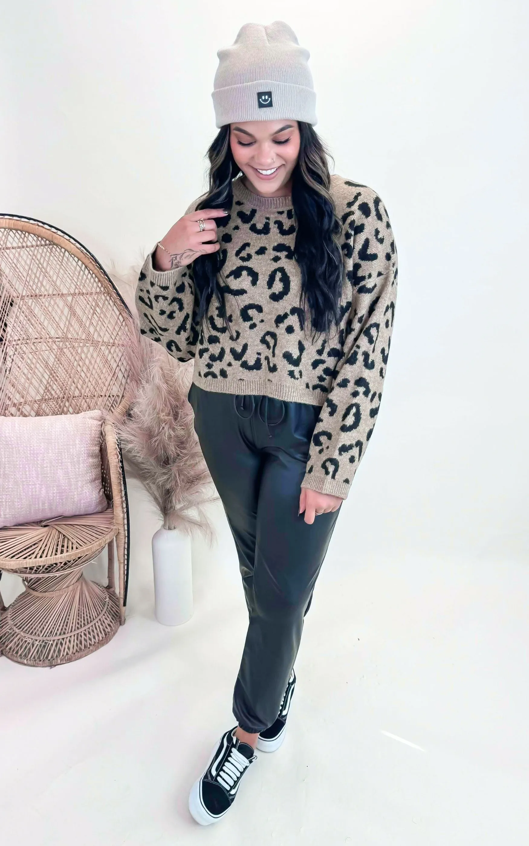 Leopard Cropped Sweater - Final Sale