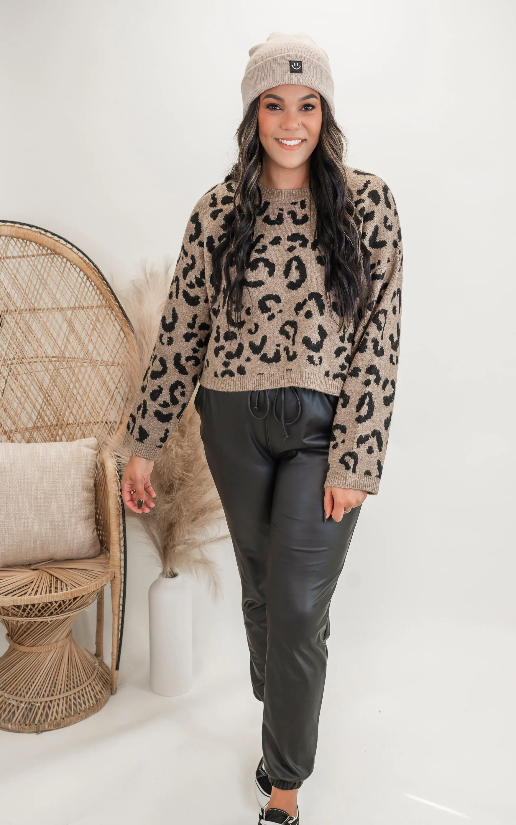Leopard Cropped Sweater - Final Sale