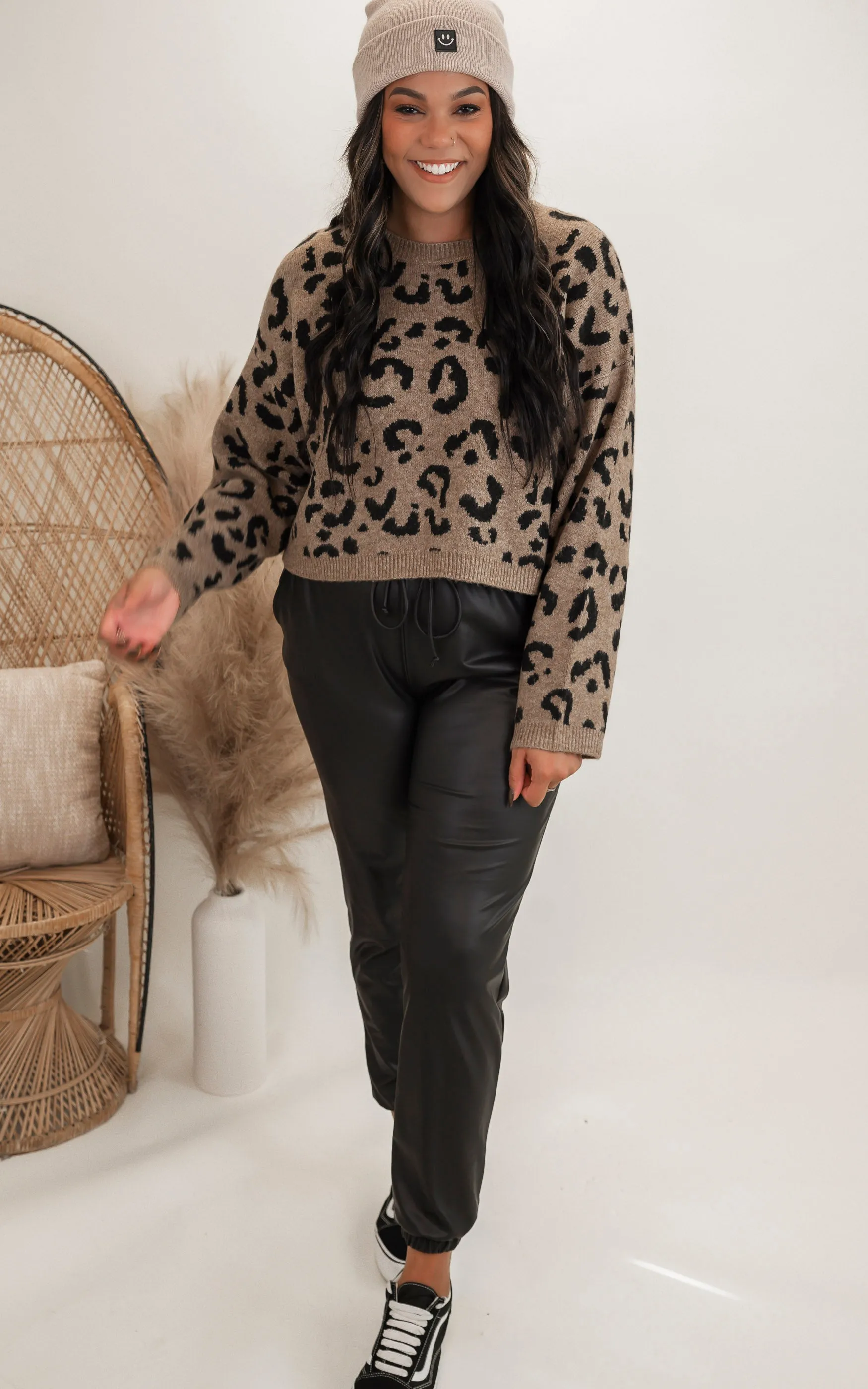 Leopard Cropped Sweater - Final Sale