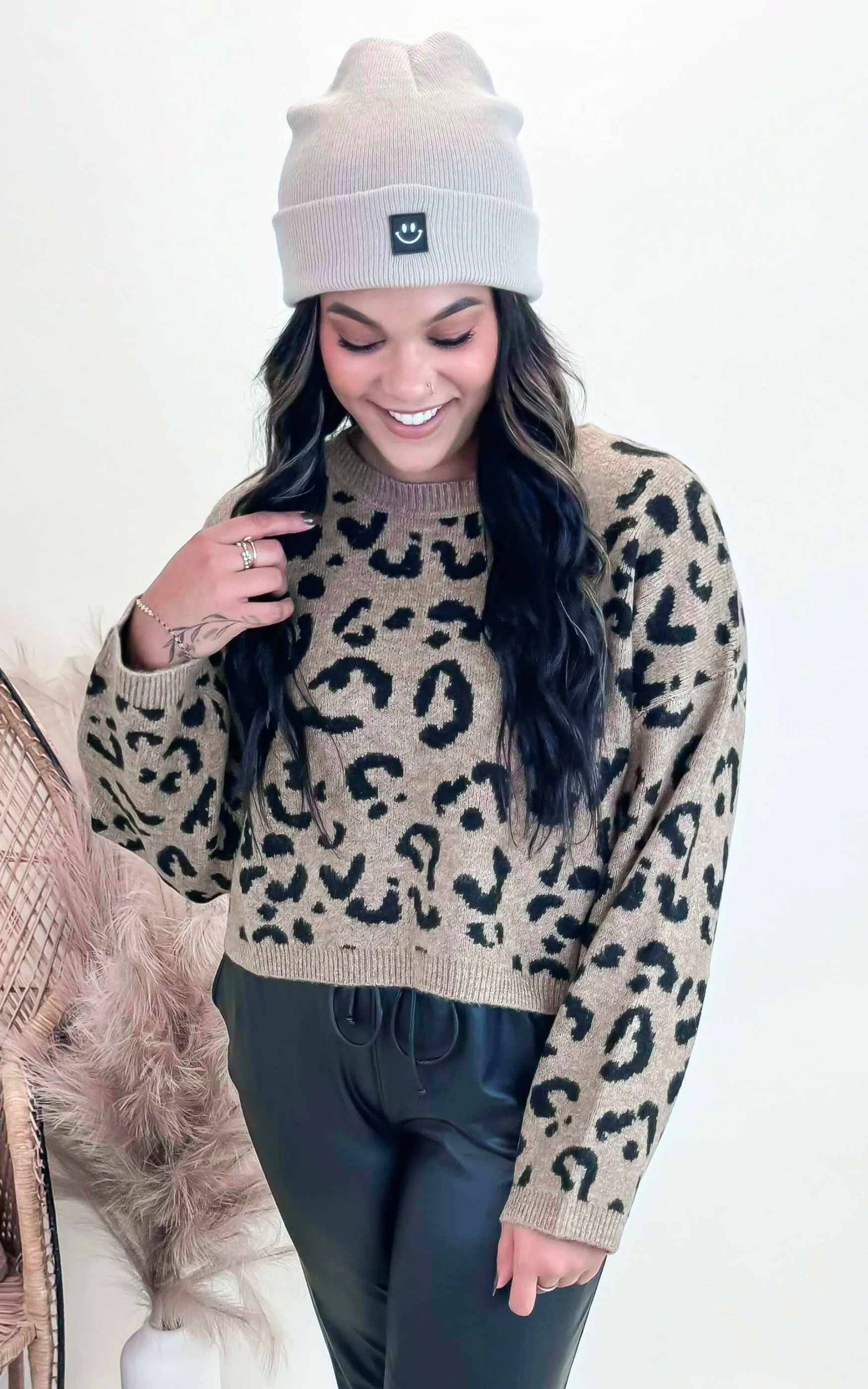 Leopard Cropped Sweater - Final Sale