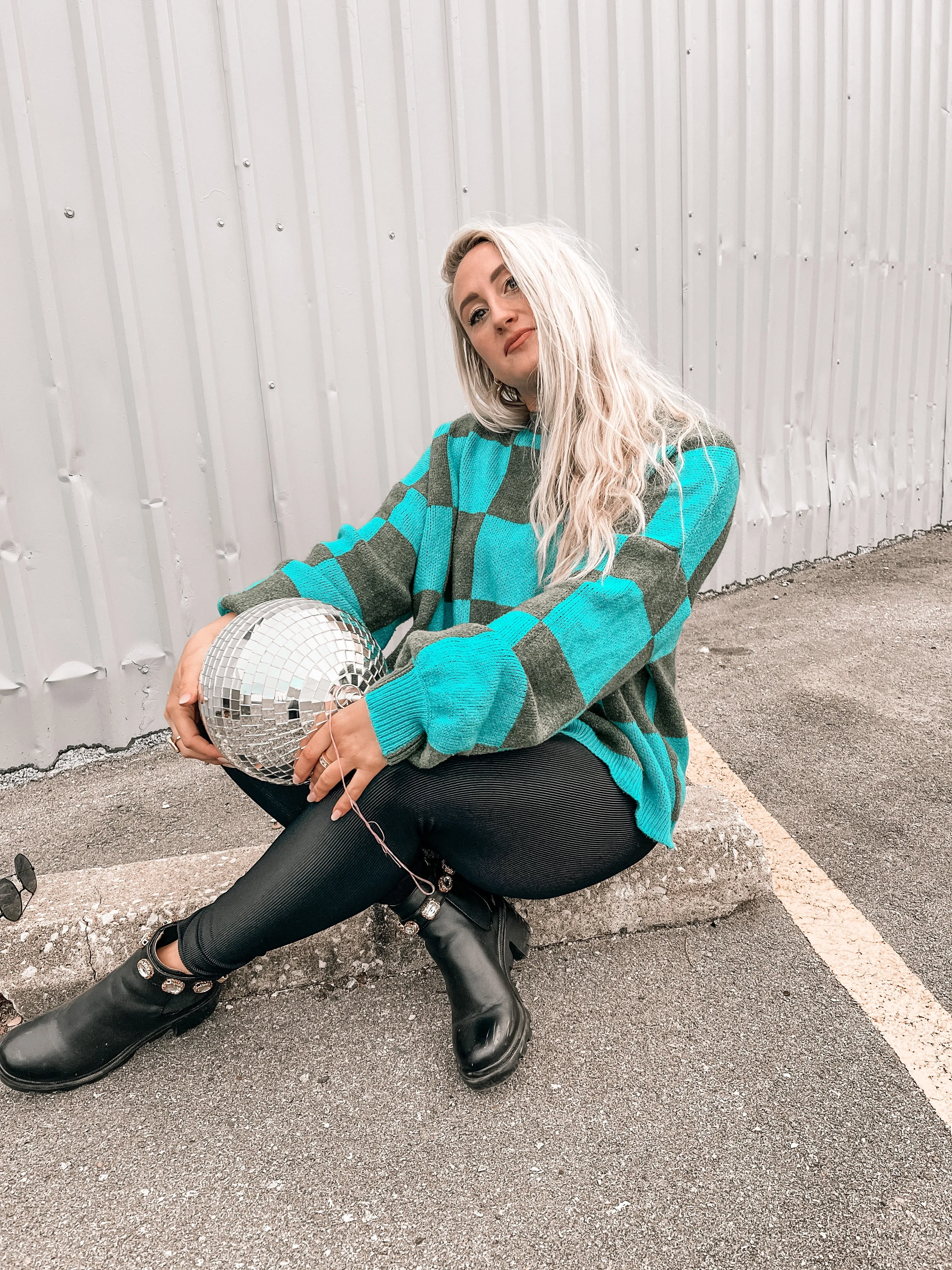 Life is Fun Checkerboard Sweater