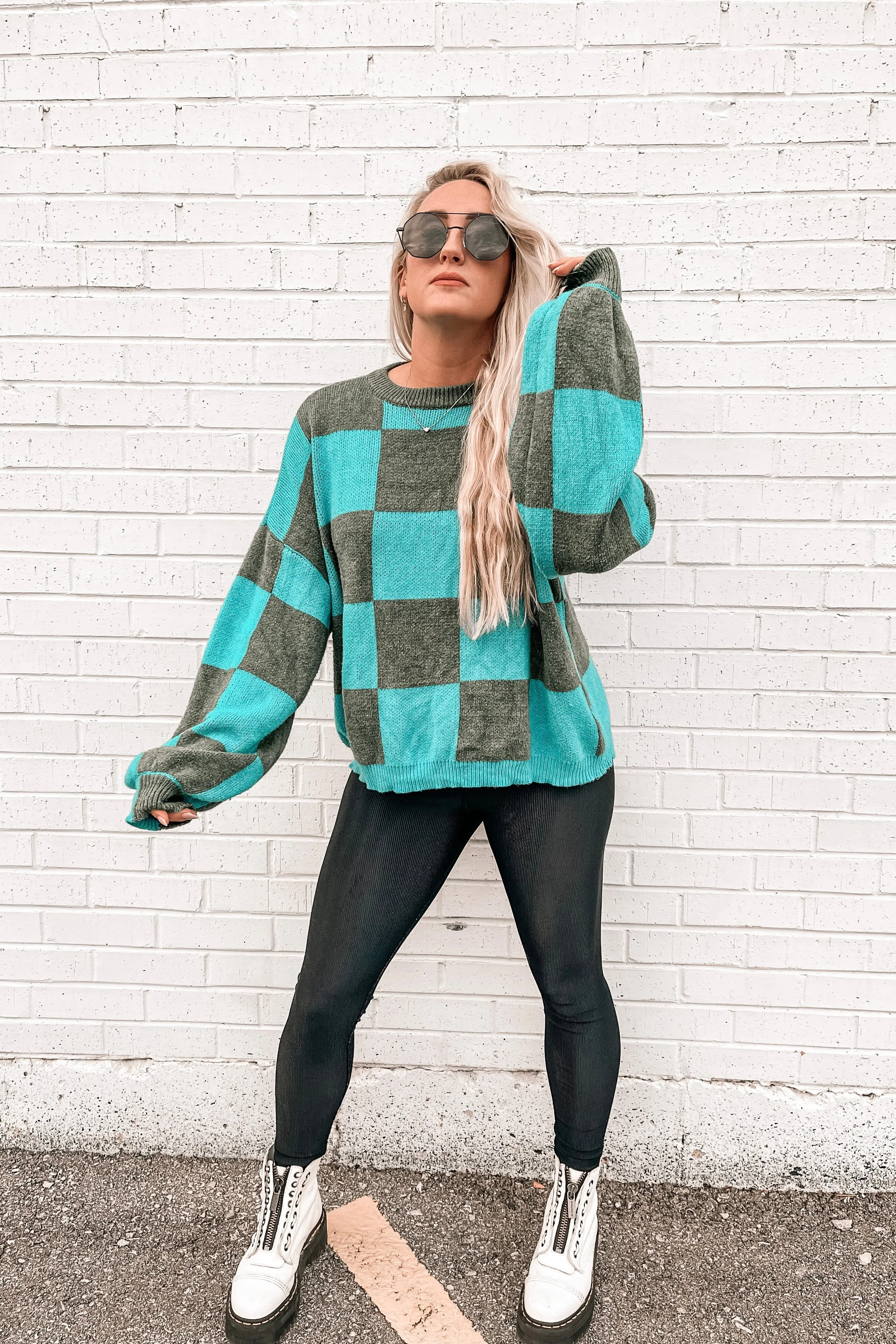 Life is Fun Checkerboard Sweater