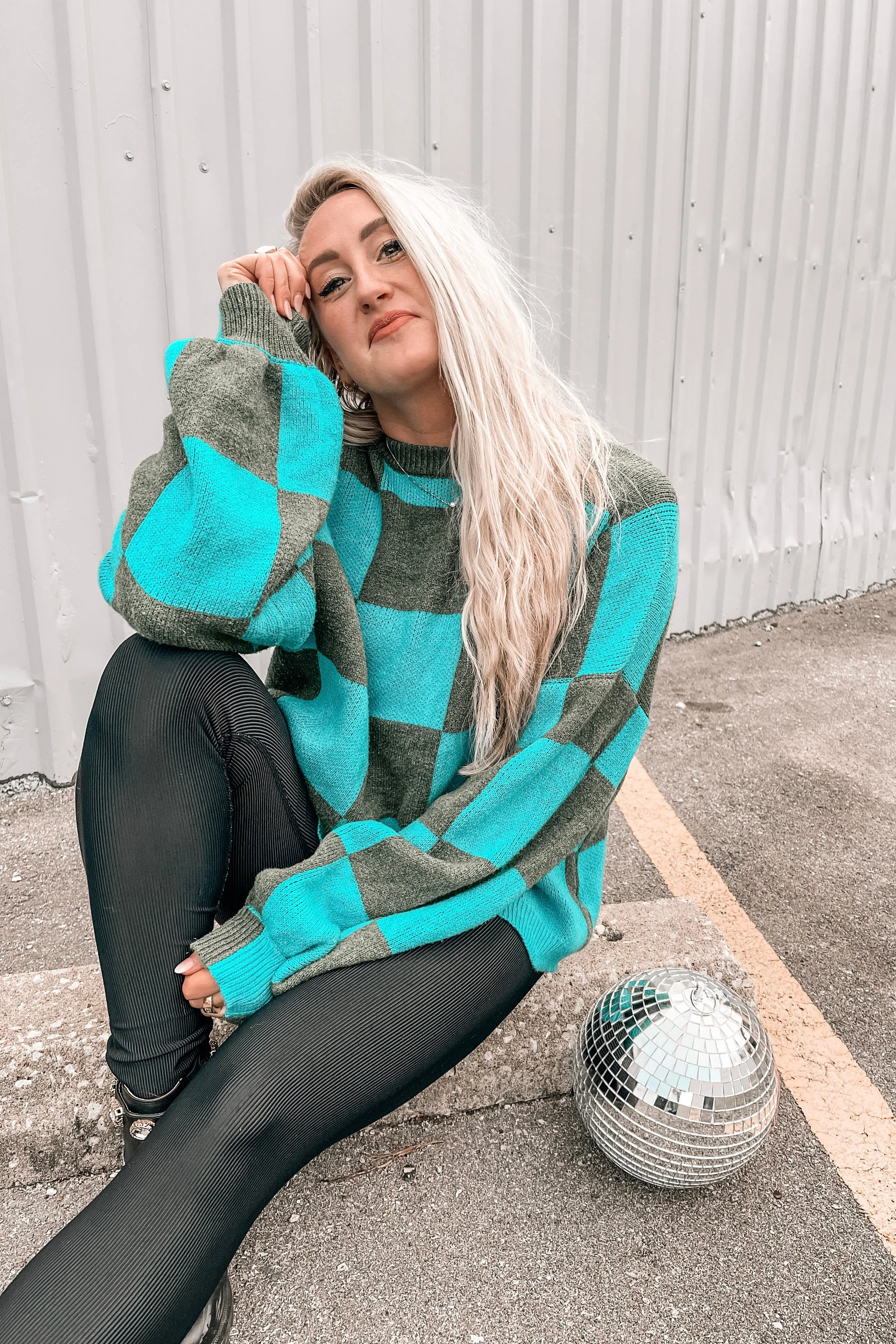 Life is Fun Checkerboard Sweater