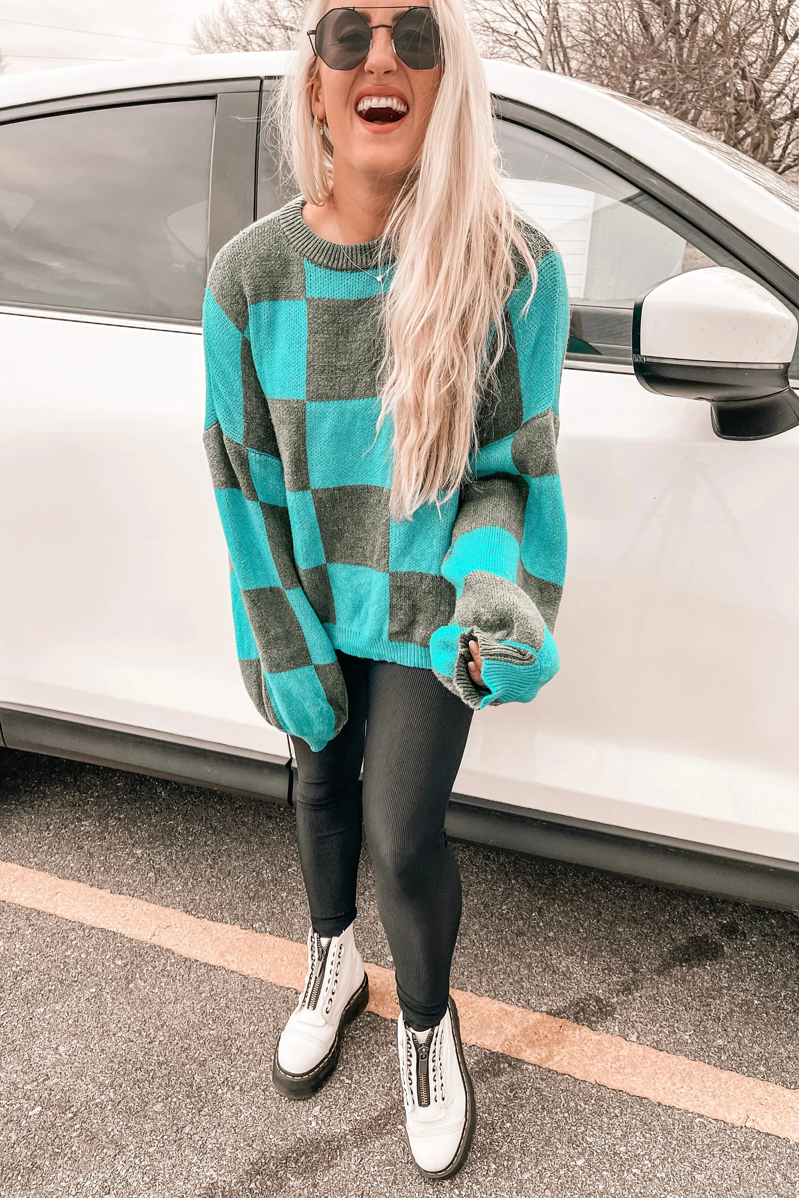 Life is Fun Checkerboard Sweater