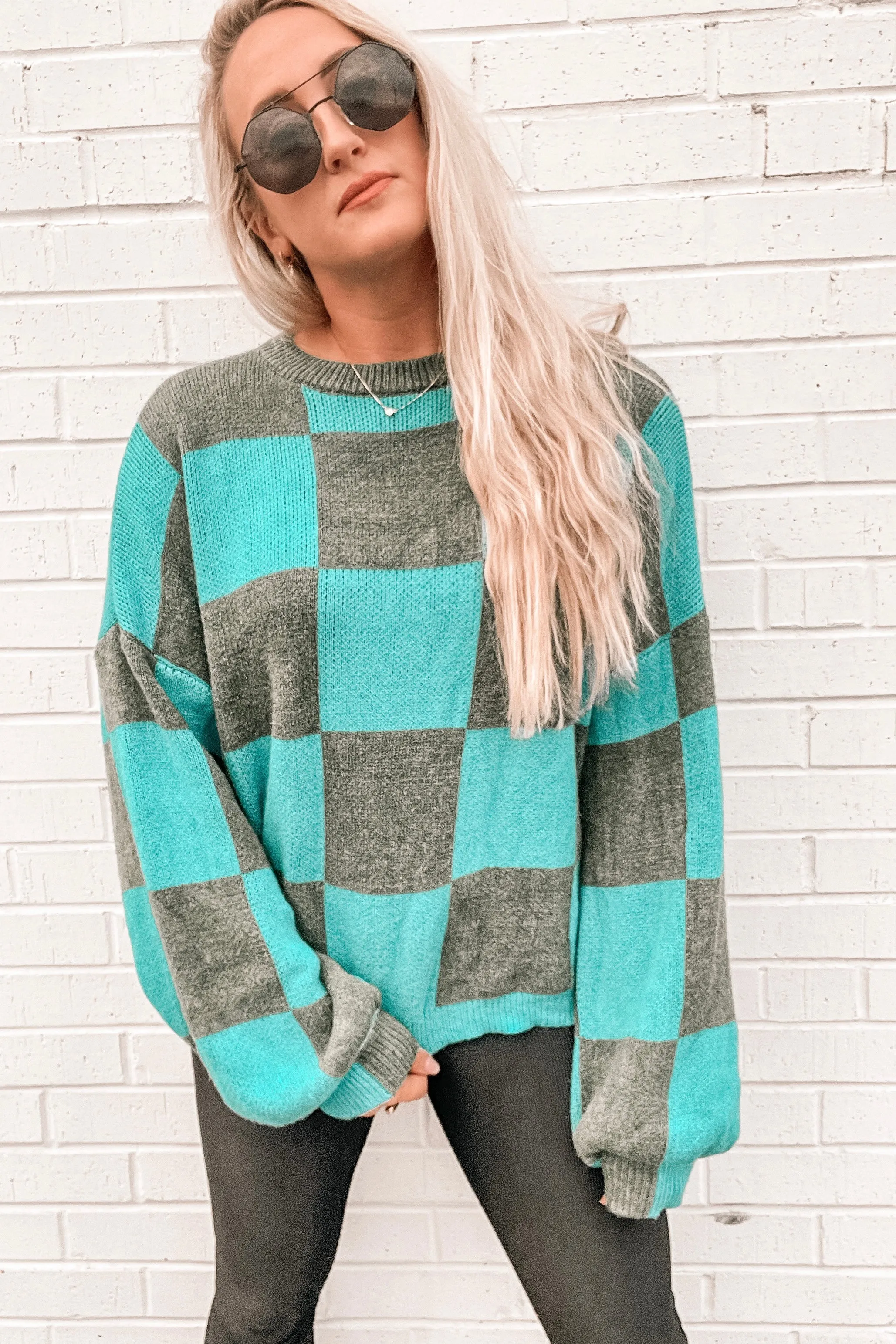 Life is Fun Checkerboard Sweater