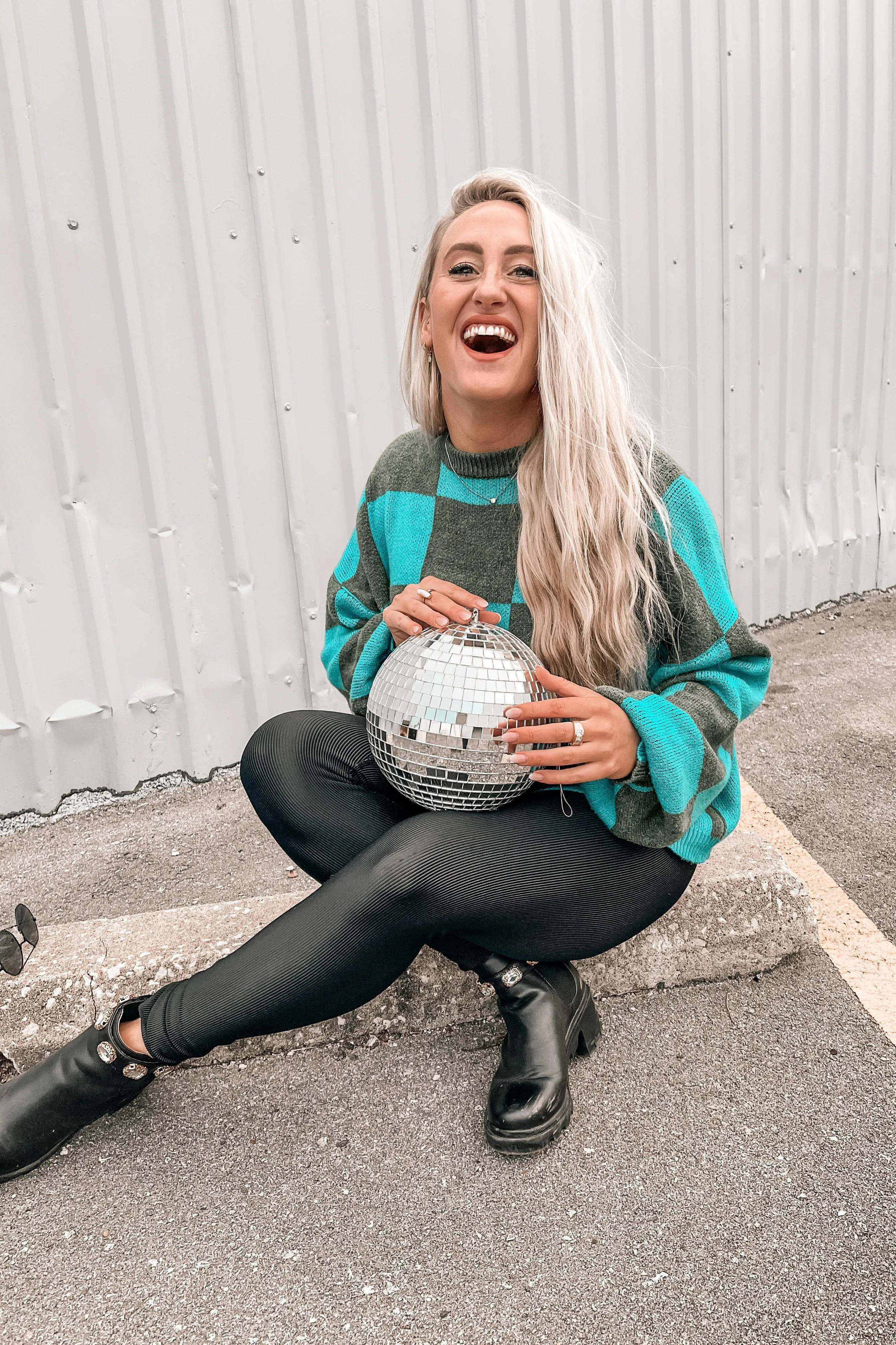 Life is Fun Checkerboard Sweater