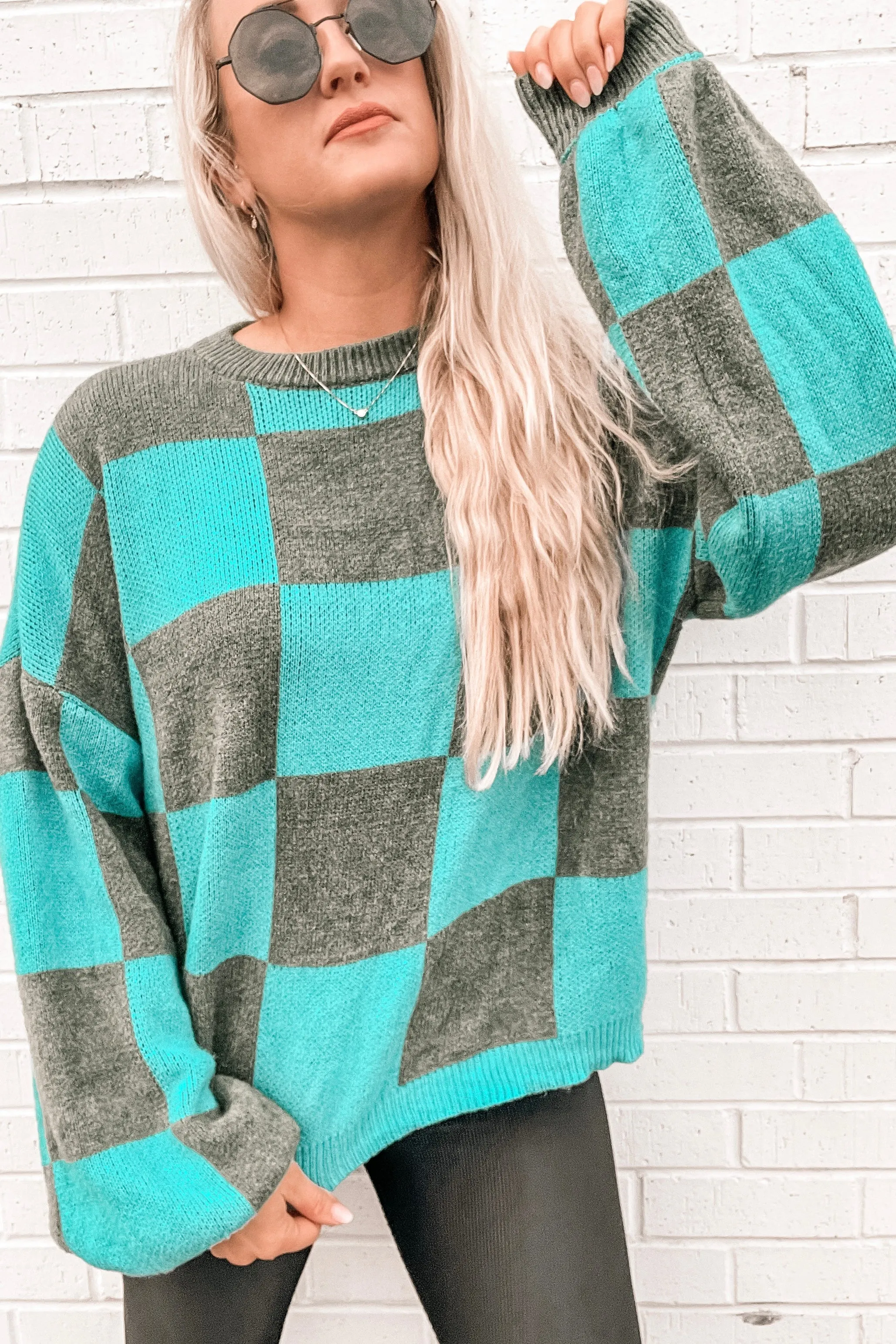 Life is Fun Checkerboard Sweater