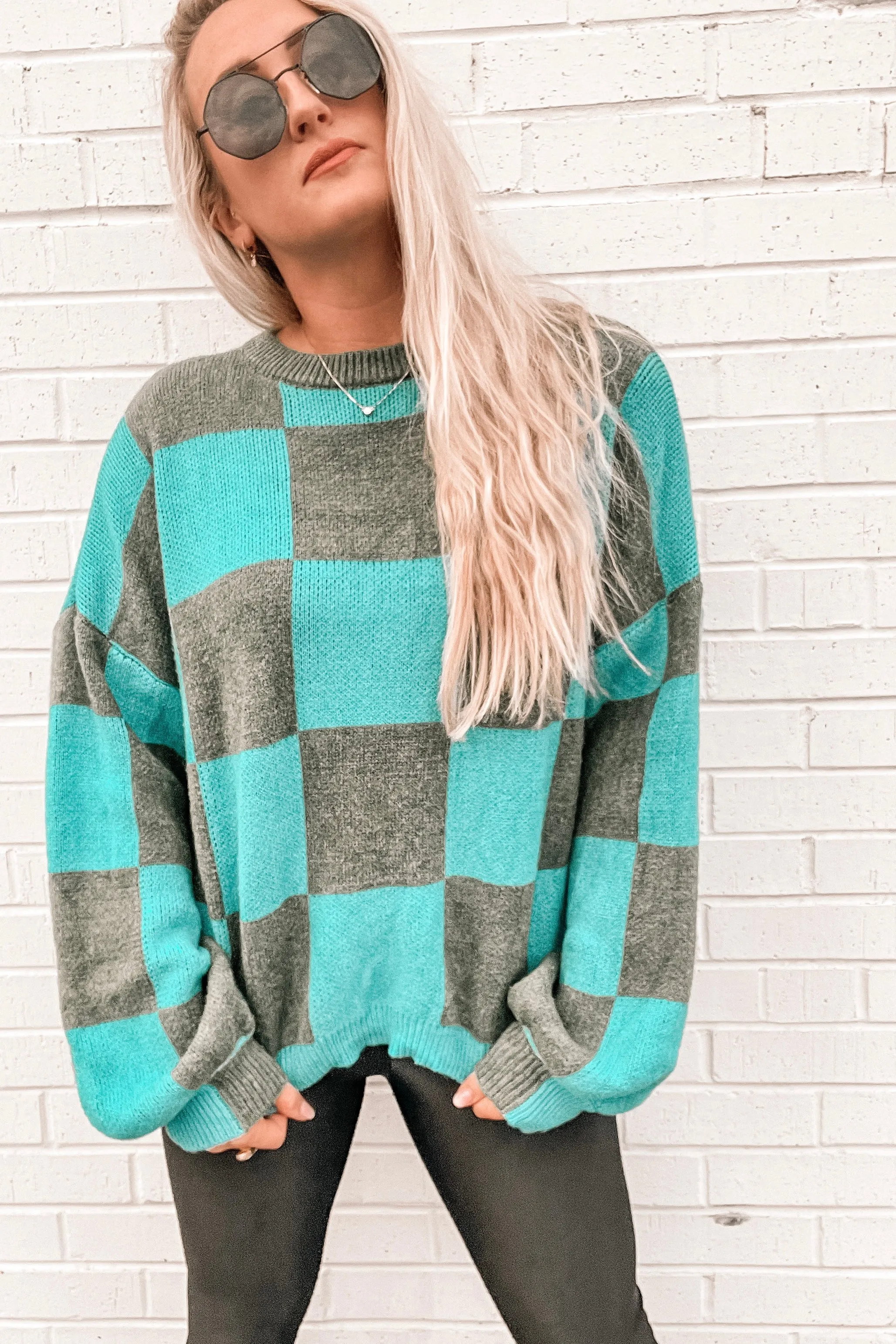 Life is Fun Checkerboard Sweater