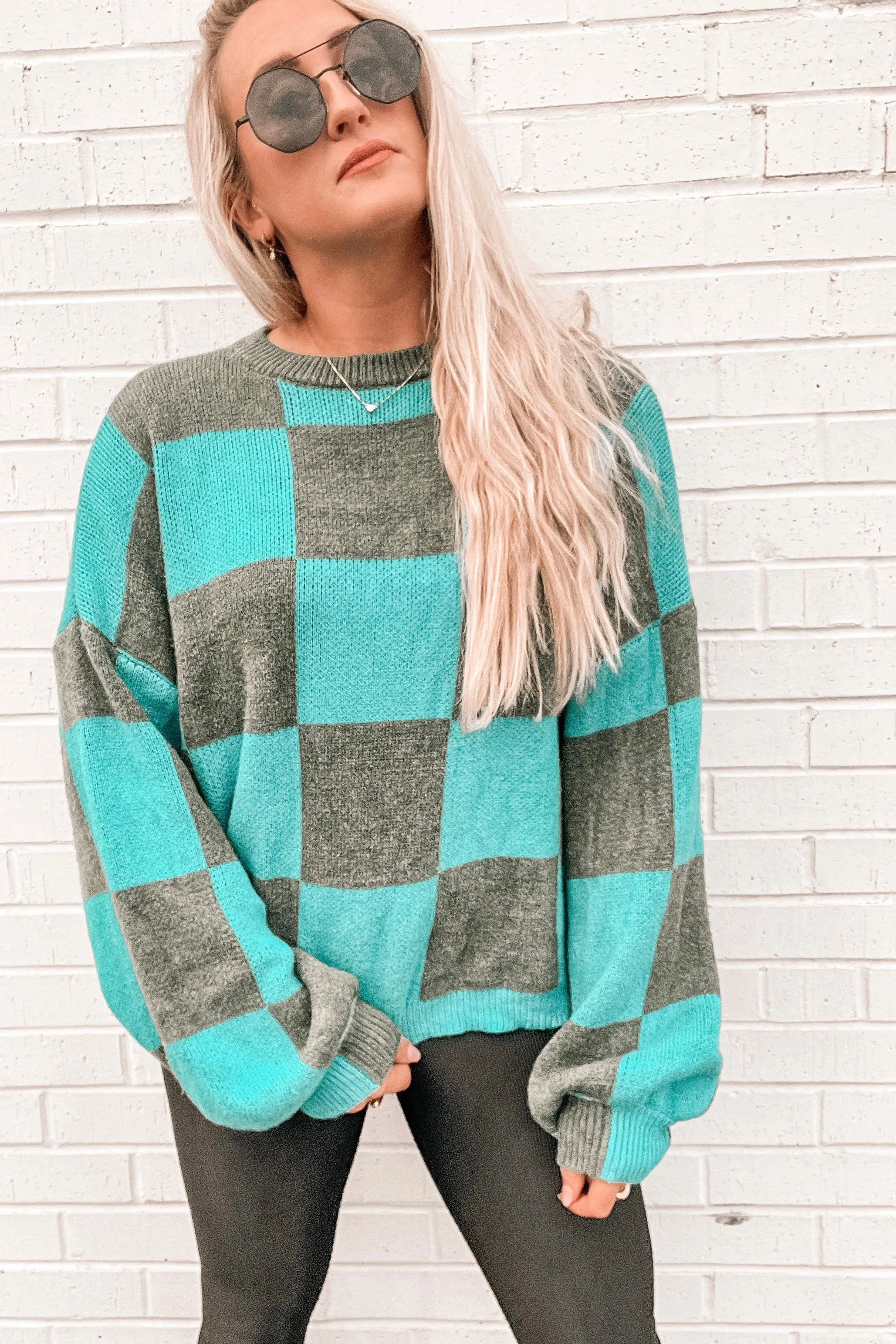 Life is Fun Checkerboard Sweater