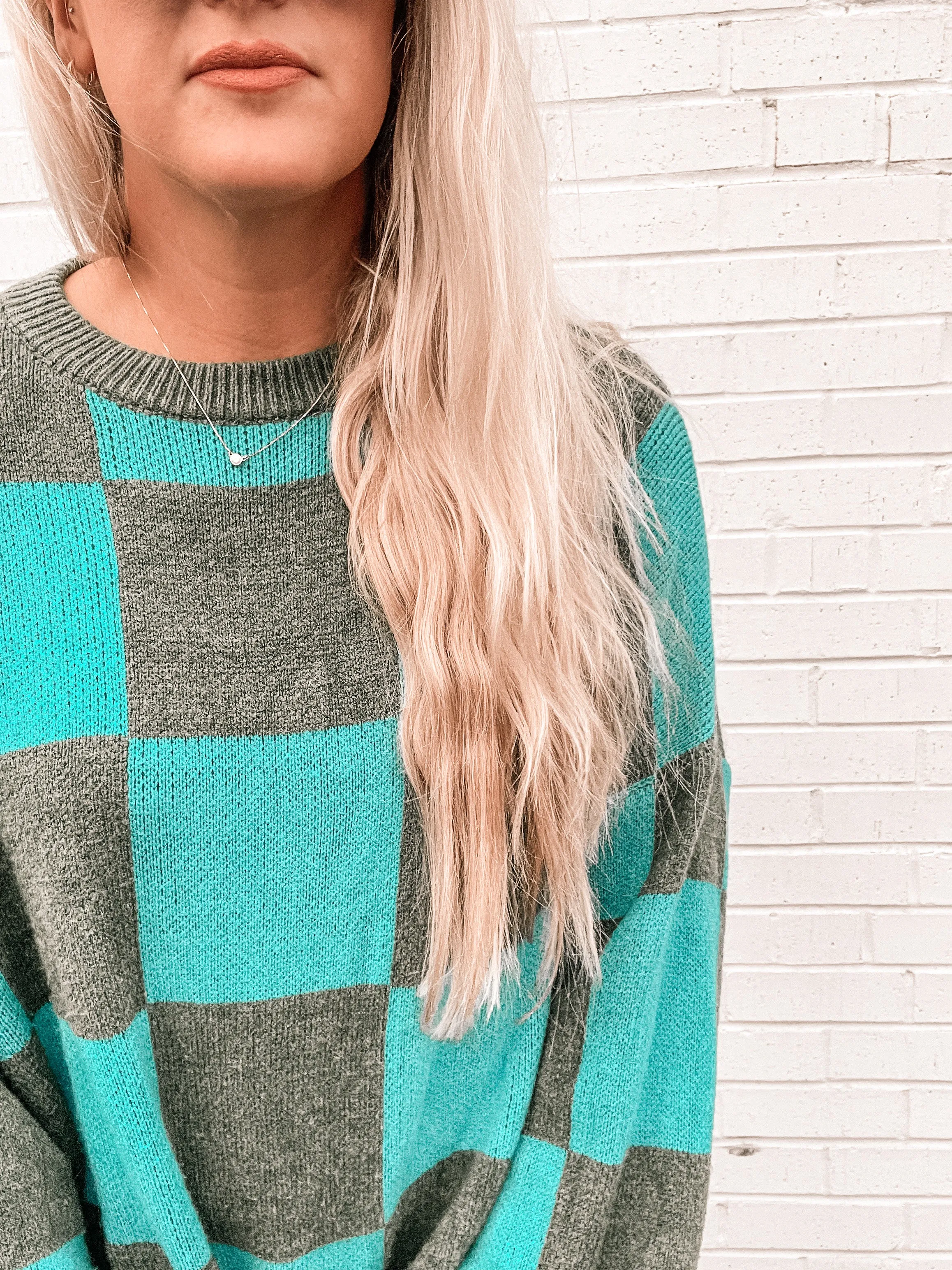 Life is Fun Checkerboard Sweater