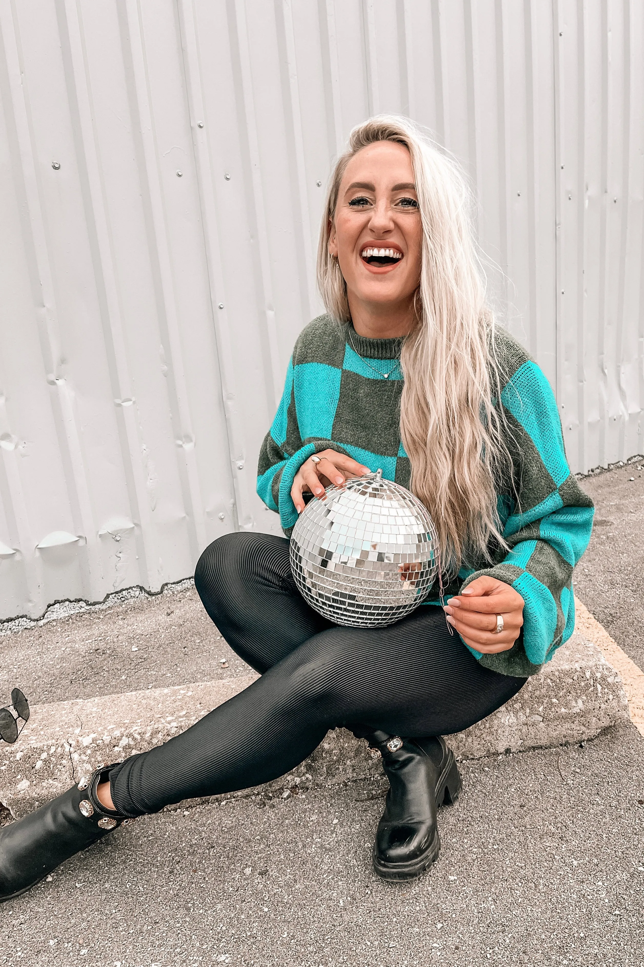 Life is Fun Checkerboard Sweater