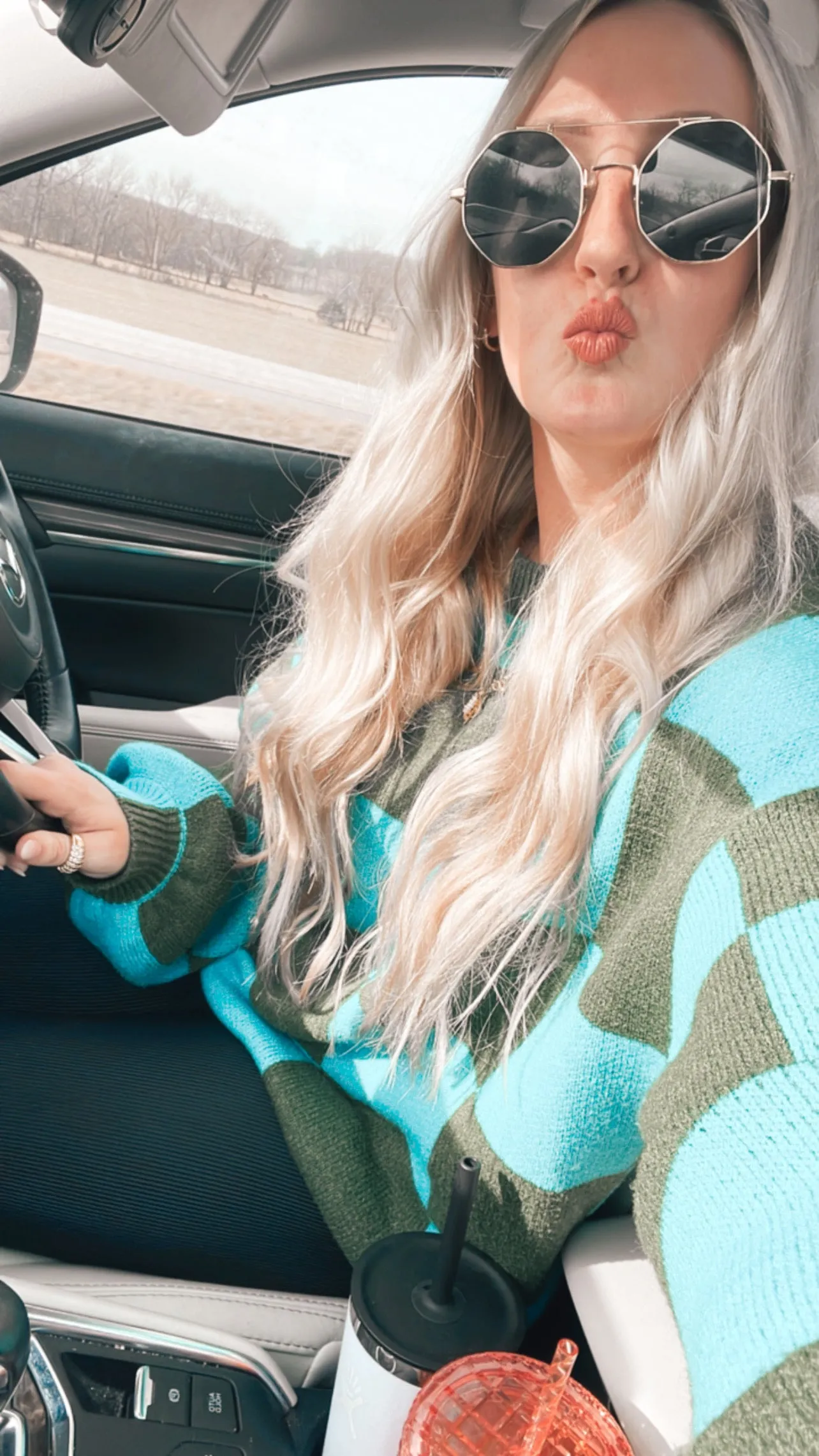 Life is Fun Checkerboard Sweater