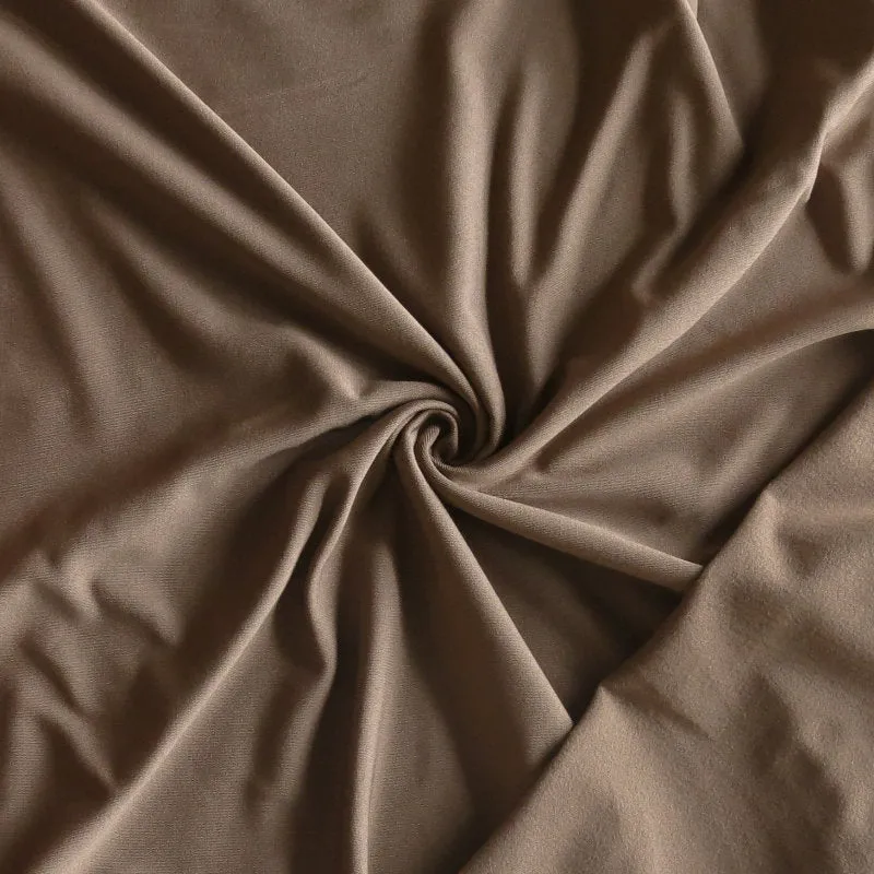 Light Walnut Brown Poly Lycra Fleece Back Knit Fabric