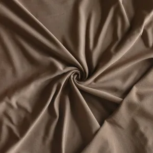 Light Walnut Brown Poly Lycra Fleece Back Knit Fabric
