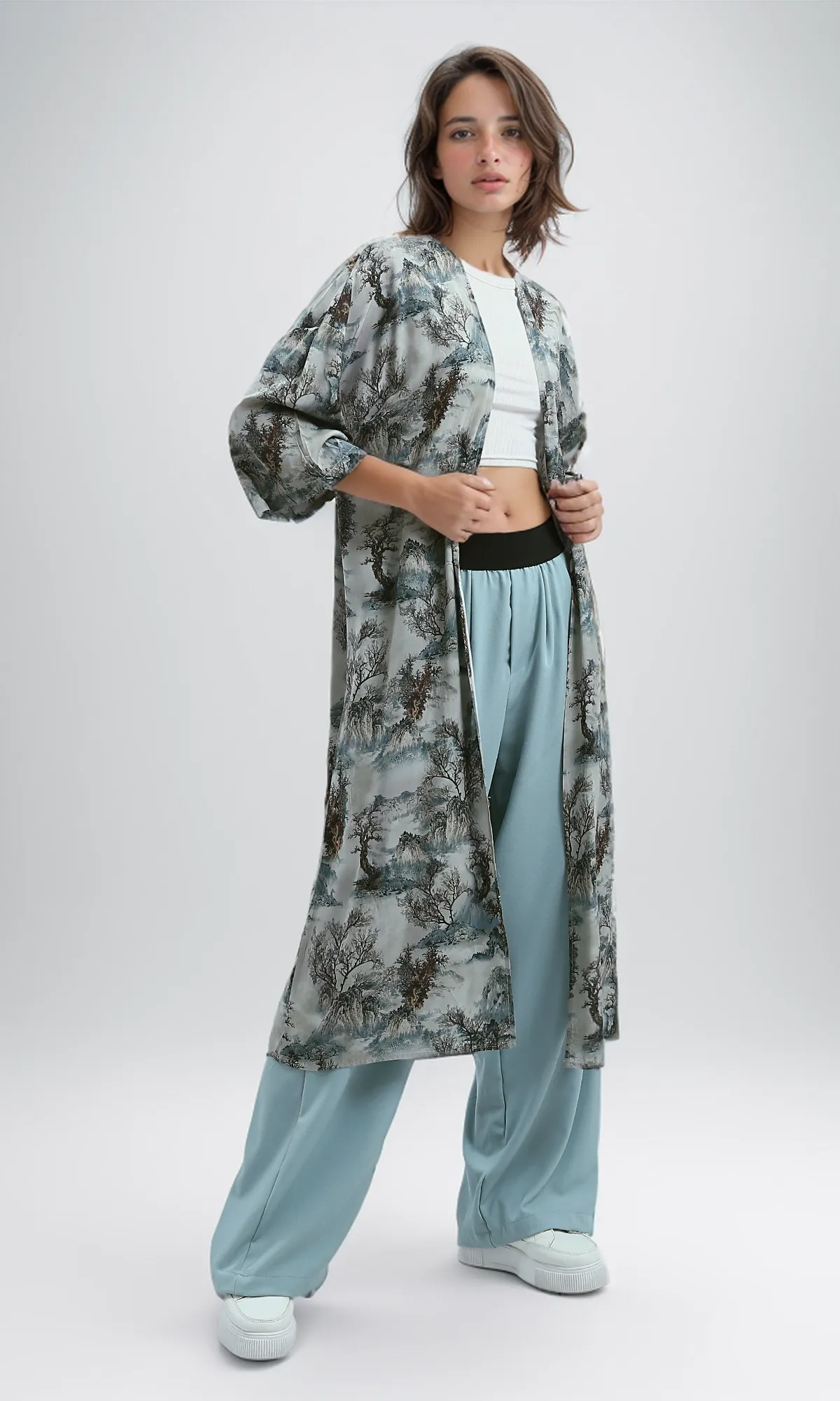 O191921 Elastic Waist Summer Wide Leg - Mintgreen