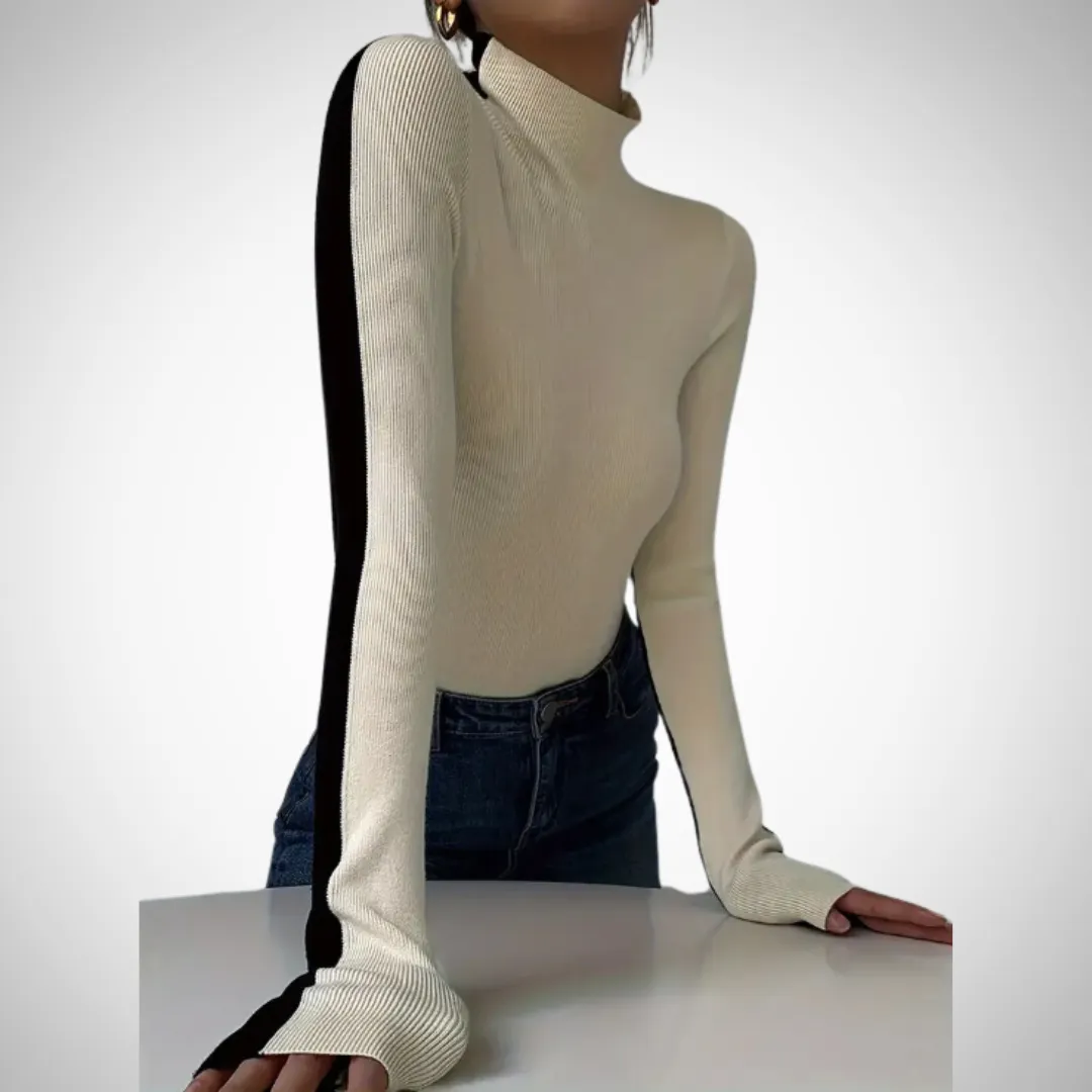 Ofelia Color Block Turtleneck Sweater
