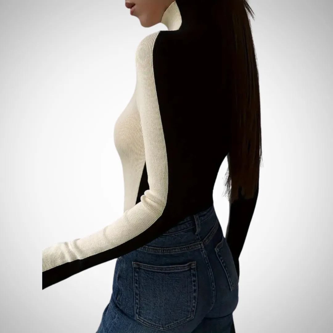 Ofelia Color Block Turtleneck Sweater