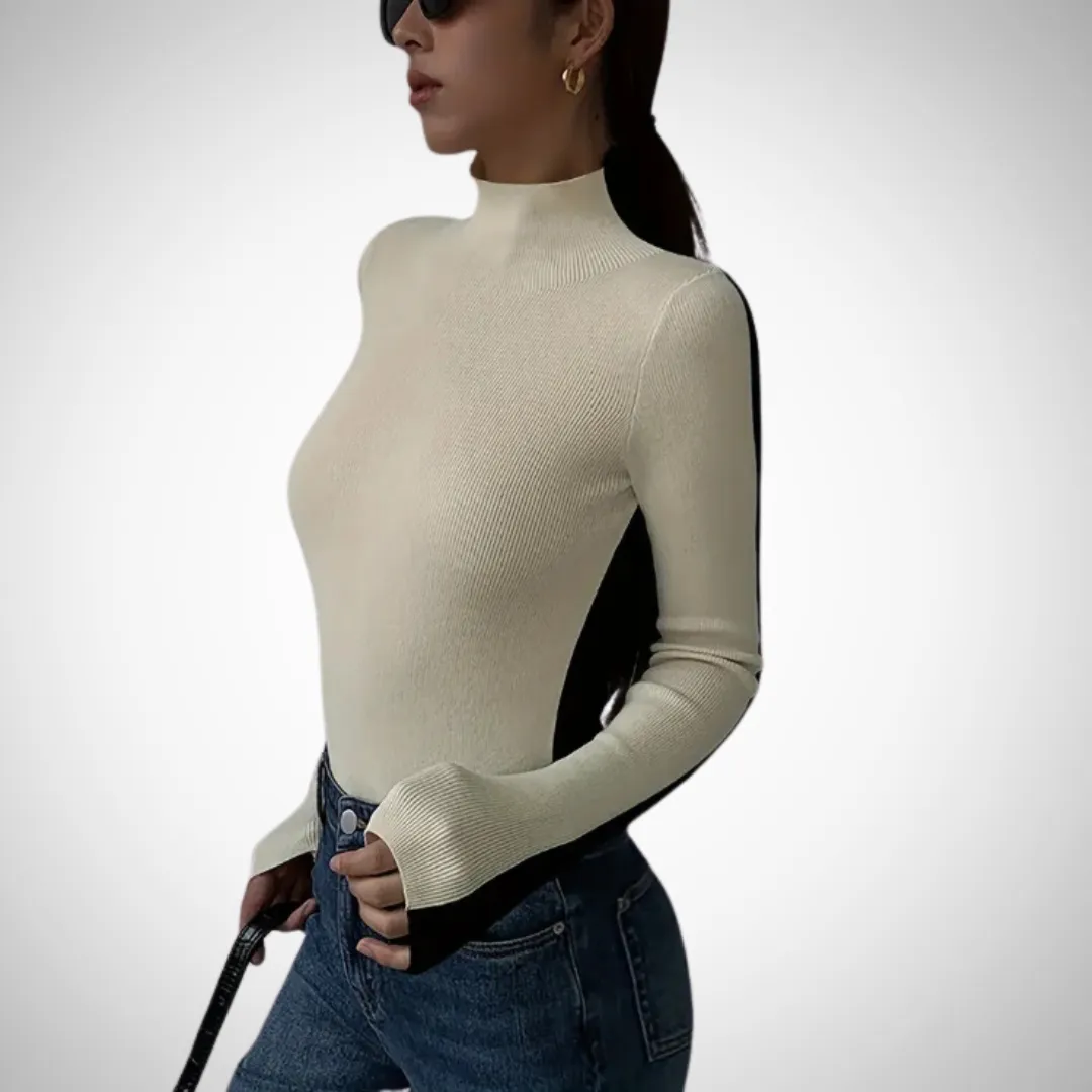 Ofelia Color Block Turtleneck Sweater