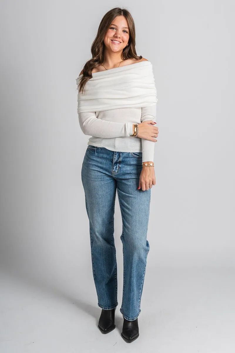 Off shoulder sweater ivory
