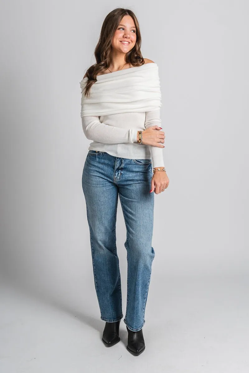 Off shoulder sweater ivory