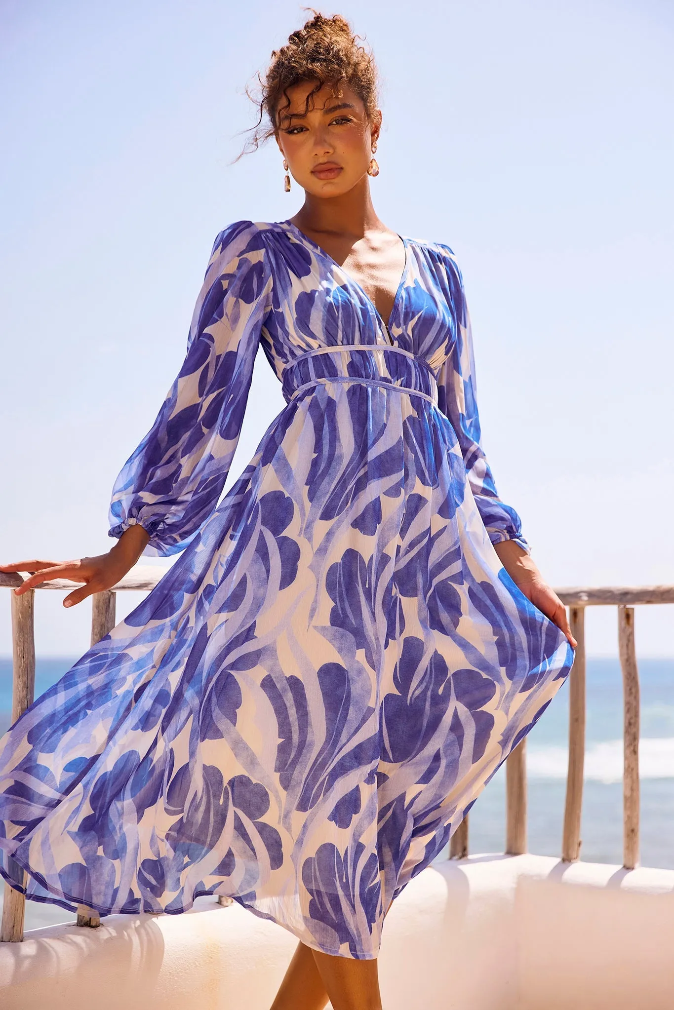 Palm Perfect Midi Dress - Blue Multi
