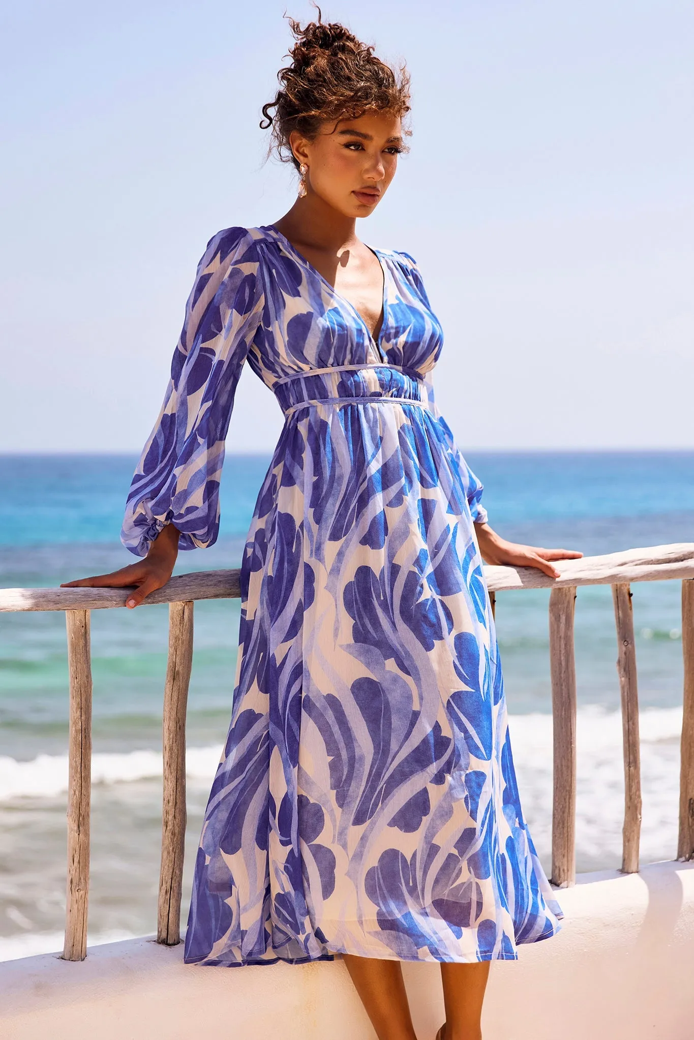 Palm Perfect Midi Dress - Blue Multi