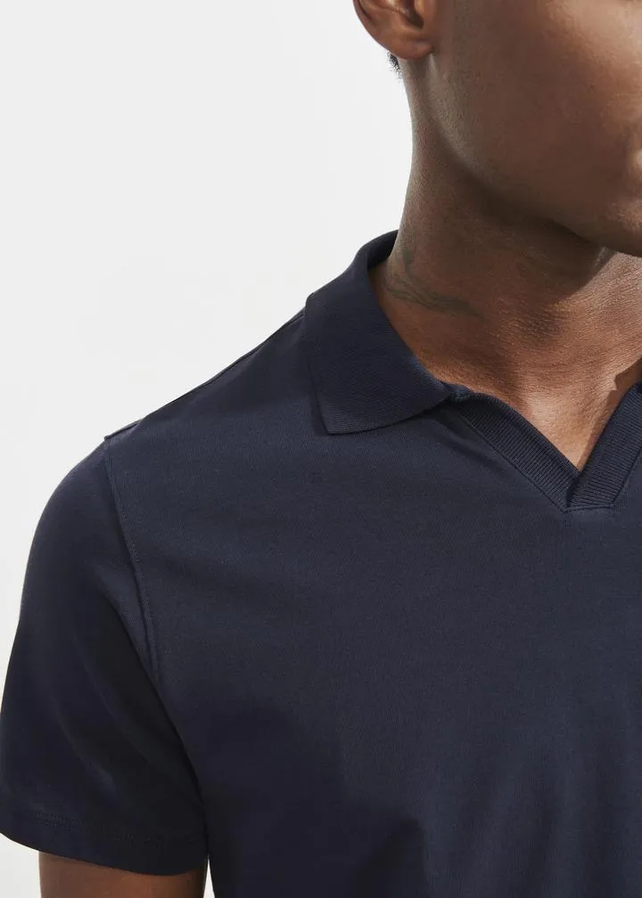 Patrick Assaraf Pima Cotton Stretch Open Polo - Midnight