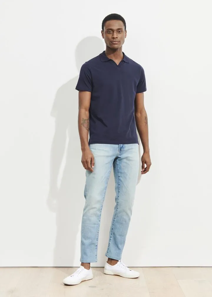 Patrick Assaraf Pima Cotton Stretch Open Polo - Midnight