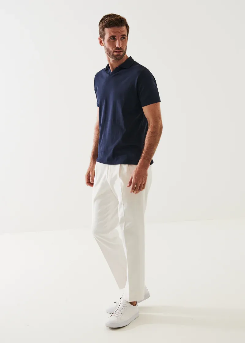 Patrick Assaraf Pima Cotton Stretch Open Polo - Midnight