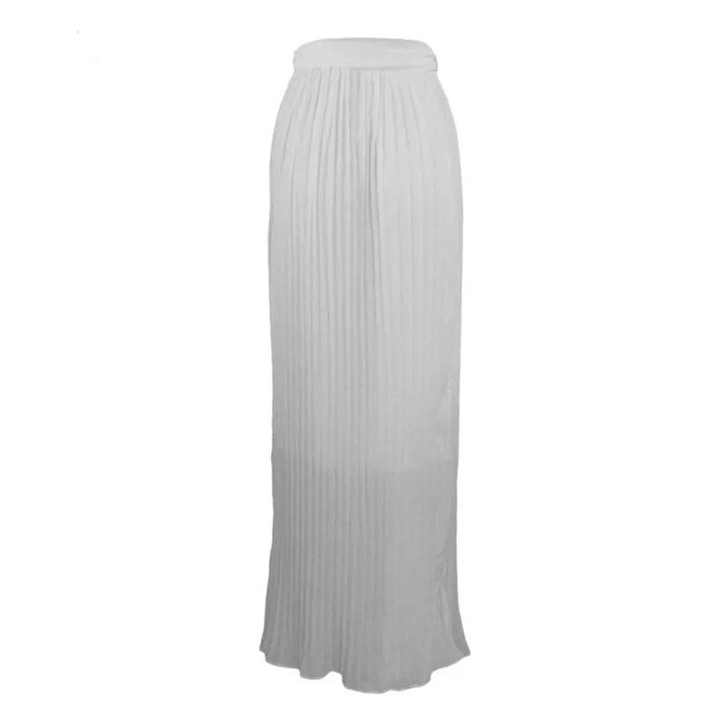 Pleated Slit Chiffon Skirt