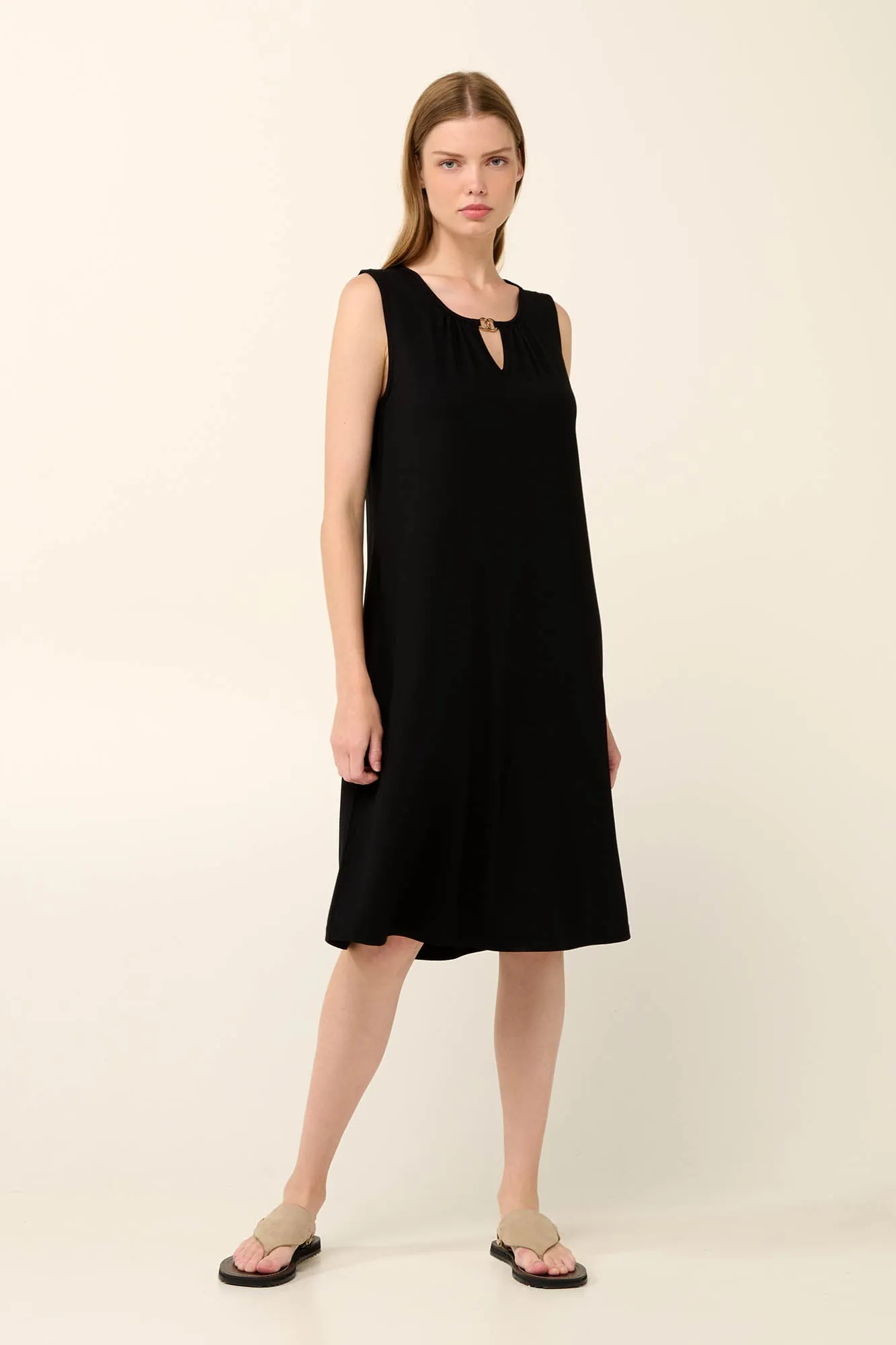 Sleeveless Black Jersey Summer Dress By Vamp - S-2XL( )