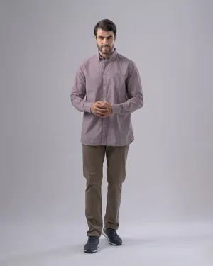 SLIM FIT CHECKERED SHIRT  - DARK  WINE