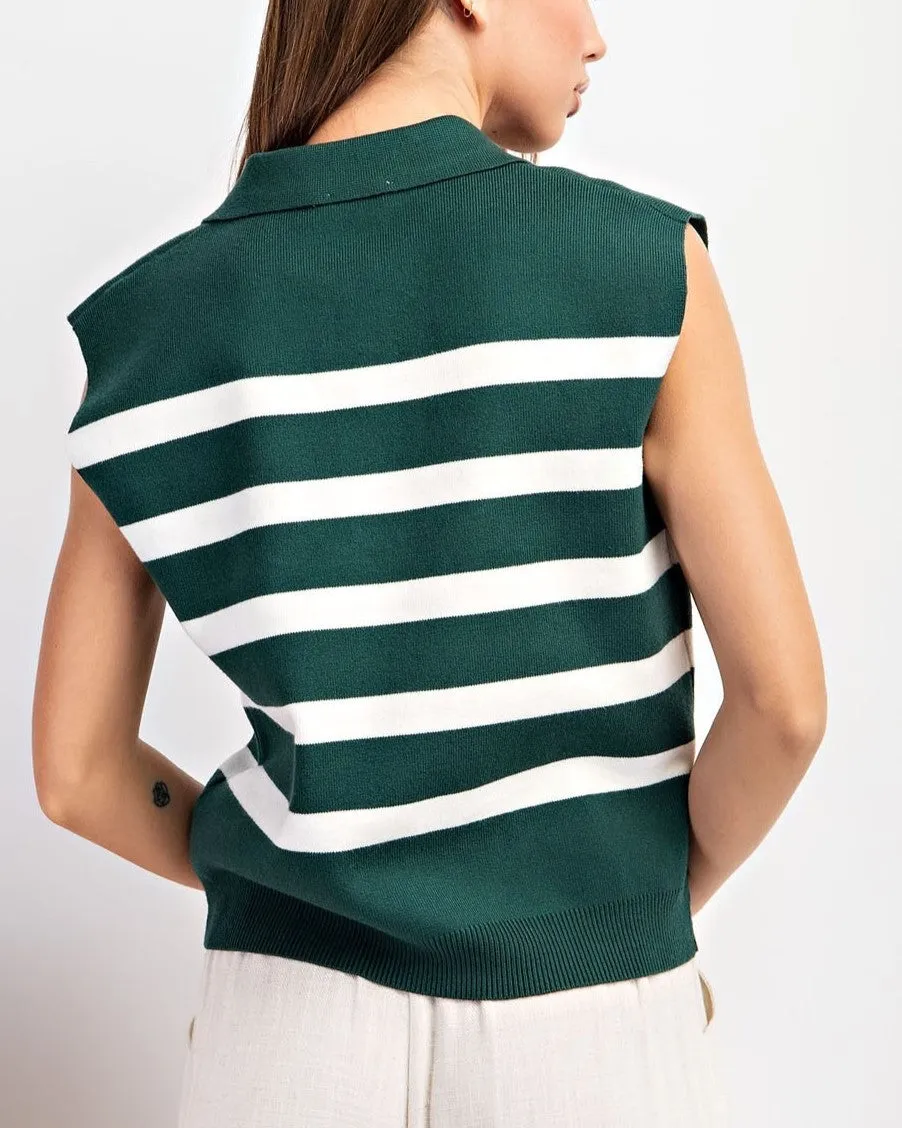 Stripe Sleeveless Top - Hunter Green