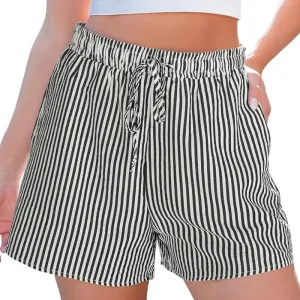 Striped Shorts Drawstring Pockets – Comfortable  and Versatile