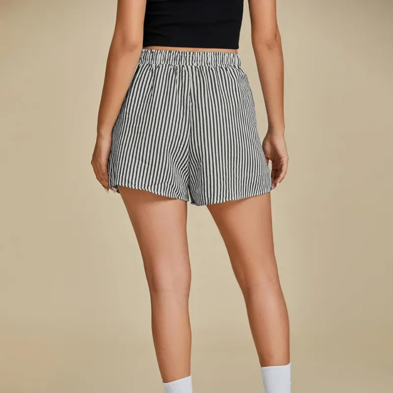 Striped Shorts Drawstring Pockets – Comfortable  and Versatile