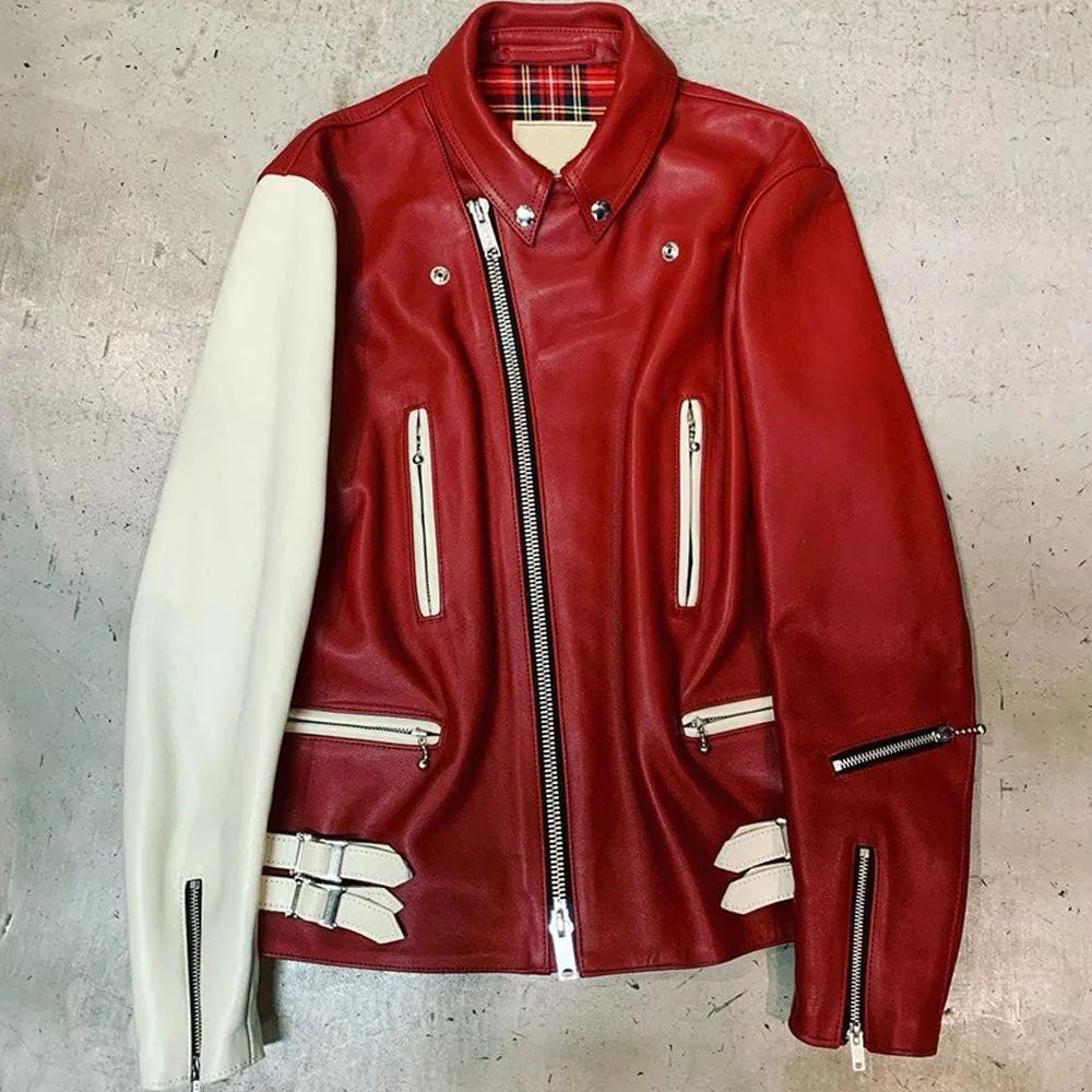 Stylish Red Leather Jacket For Women by TJS