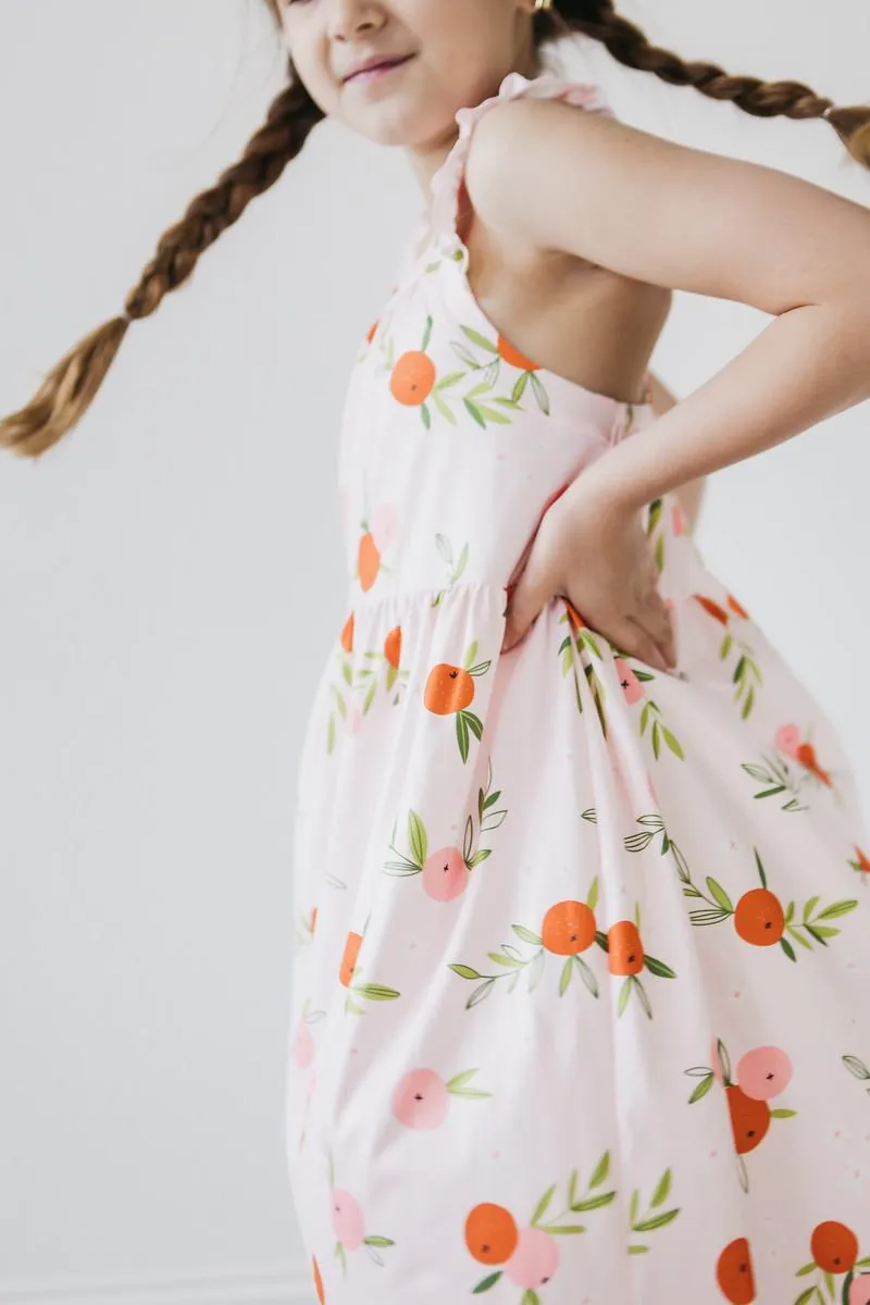 Tangerine Ruffle Cross Back Dress