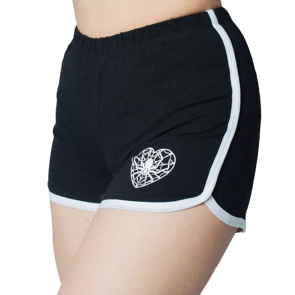 Web Heart White Womens Booty Shorts