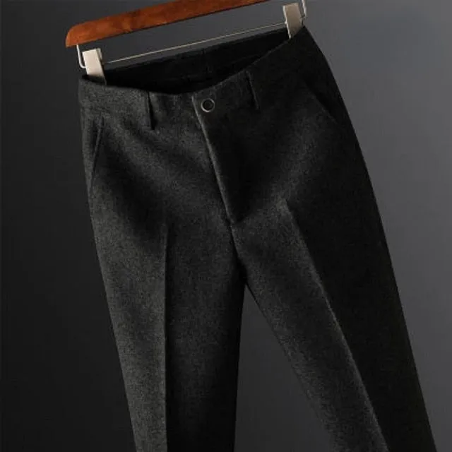 Wiaofellas Autumn Winter New Men's Suit Pants Fashion Business Casual Woolen Suit Pants Male Straight Formal Trousers  F202