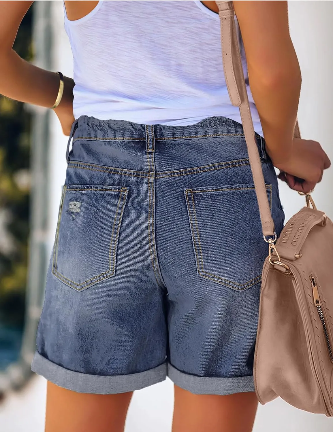 Woman Comfortable High Rise Denim Shorts