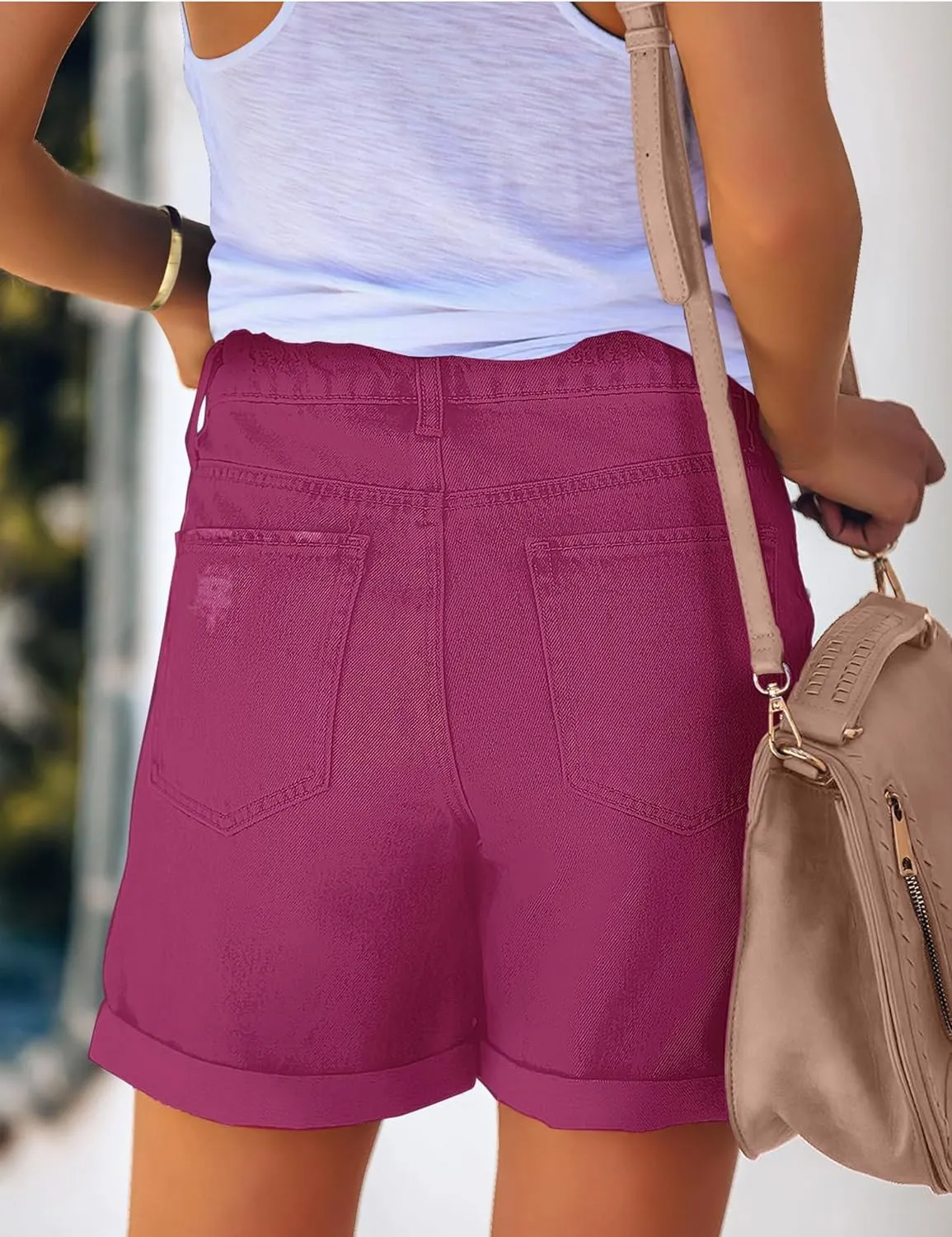 Woman Comfortable High Rise Denim Shorts