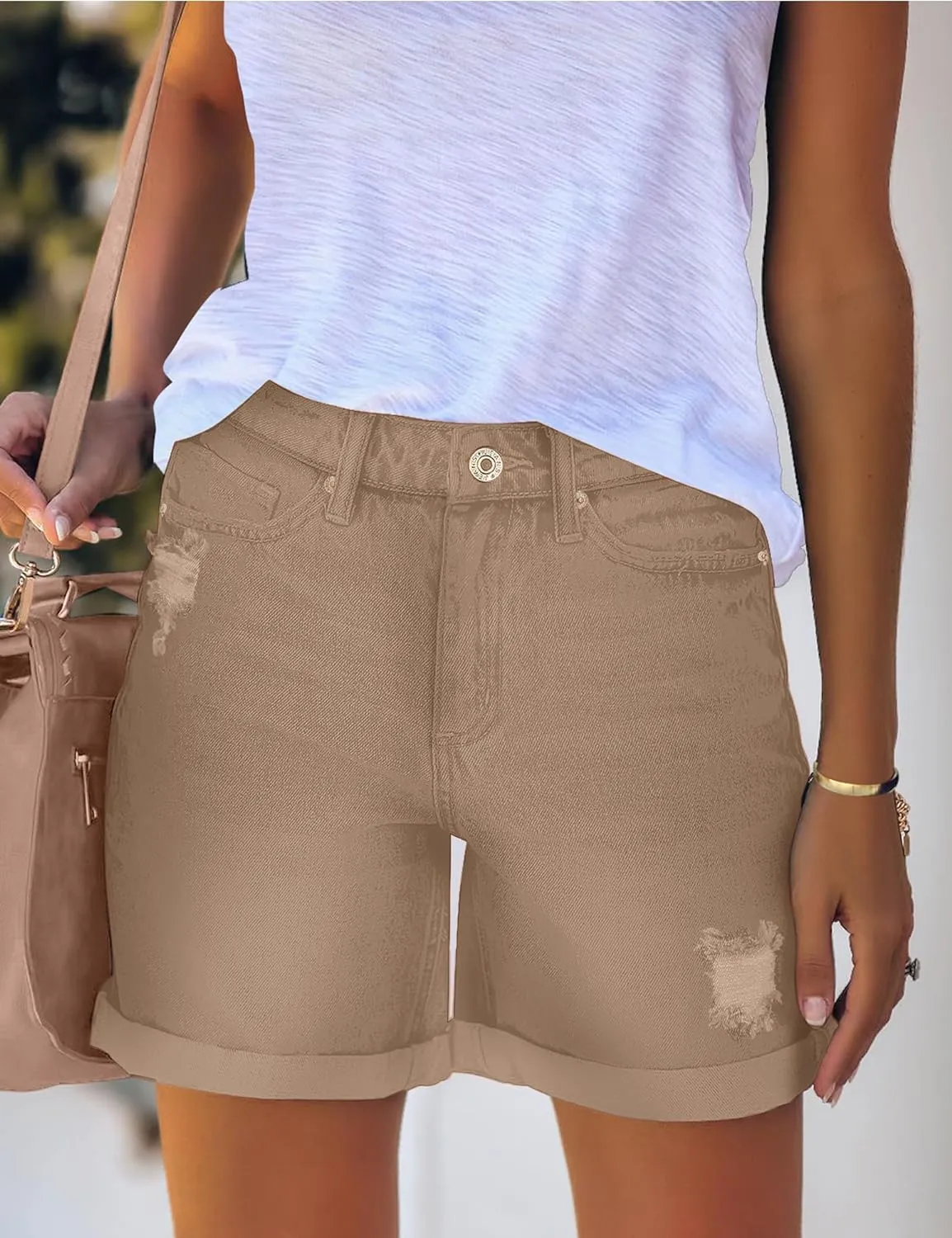 Woman Comfortable High Rise Denim Shorts