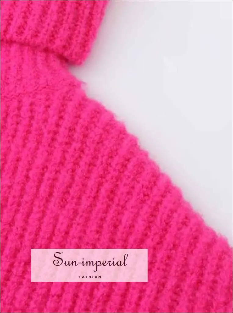 Women Red Oversized Turtleneck Loose Pullovers Jumper Soft Warm Sweater