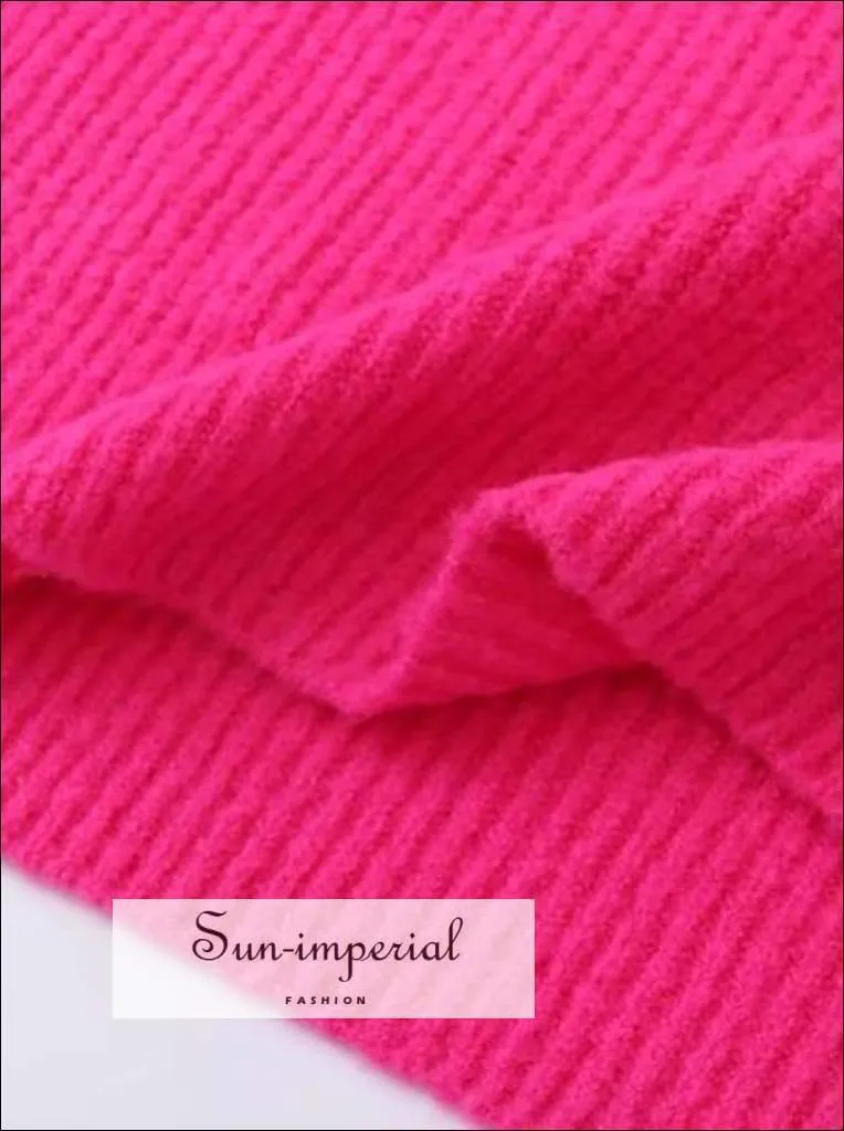 Women Red Oversized Turtleneck Loose Pullovers Jumper Soft Warm Sweater