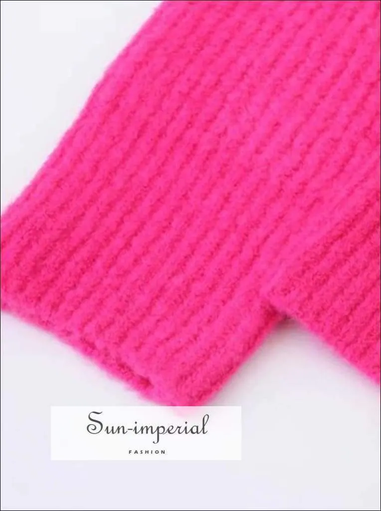 Women Red Oversized Turtleneck Loose Pullovers Jumper Soft Warm Sweater